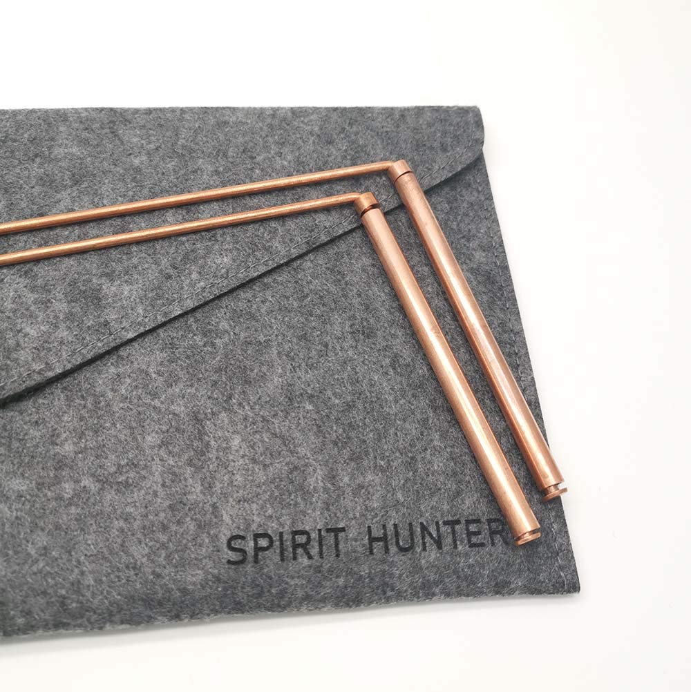 Spirit Hunter 99.9% Copper Dowsing Rod- 2PCS Divining Rods with Bag - Detect Gold, Water, Ghost Hunting etc.