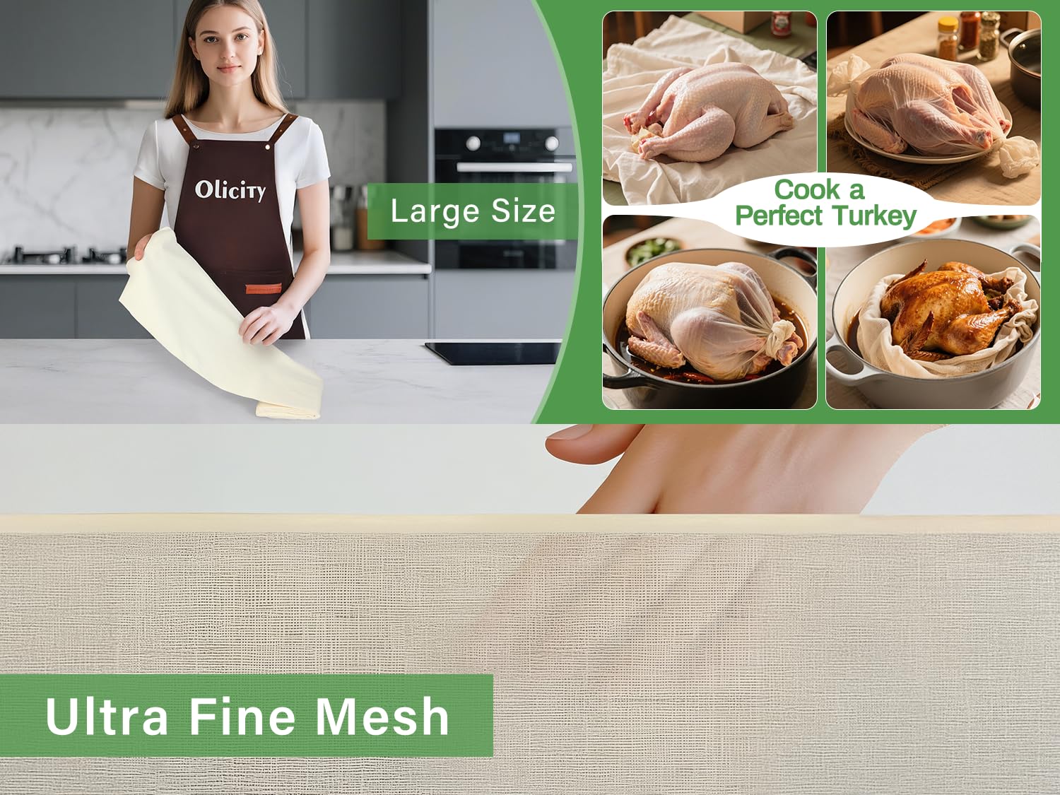 Organic Cheese Cloths, GOTS Certified, Grade 100, 36x36Inch, Reusable Cheese Cloth with Closed Edges Fabric Fine Mesh Cloth, Unbleached Cotton Muslin Cheesecloth for Straining,Cooking,Crafts - 9 Sq.Ft