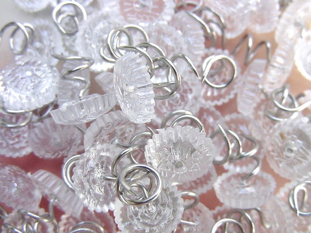 Attmu 60 Pcs Upholstery Tacks Headliner Pins Clear Heads Twist Pins for Slipcovers and Bedskirts, 0.5 Inches Bed Skirt Pins