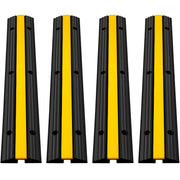 Happybuy 4 Pack of 1-Channel Rubber Cable Protector Ramps Heavy Duty 18000Lbs Load Capacity Cable Wire Cord Cover Ramp Speed Bump Driveway Hose Cable Ramp Protective Cover