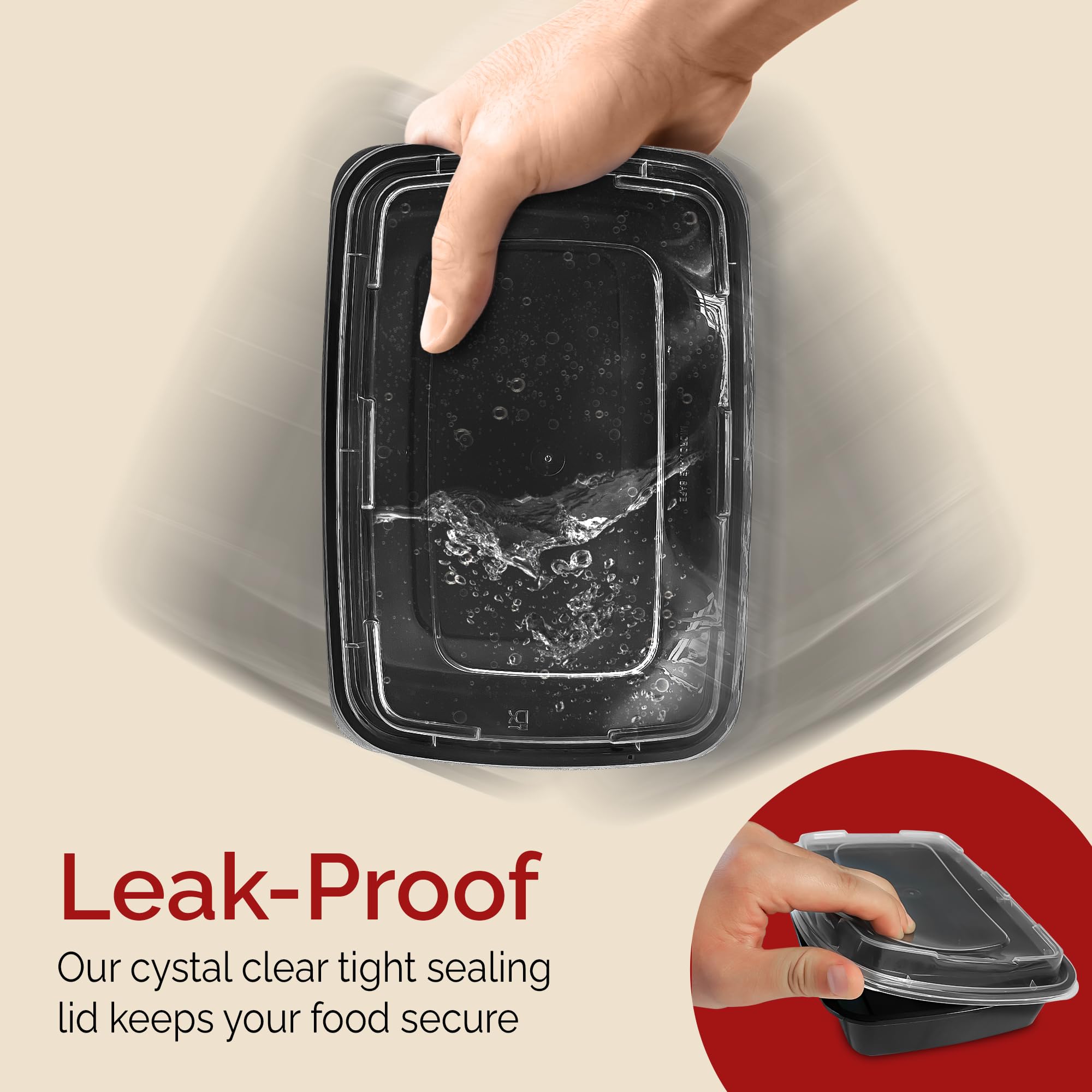 Reli. Meal Prep Containers (50 Pack, 32 oz.) | 1 Compartment Food Containers with Lids | Microwavable Freezer Dishwasher Safe - Bento Box