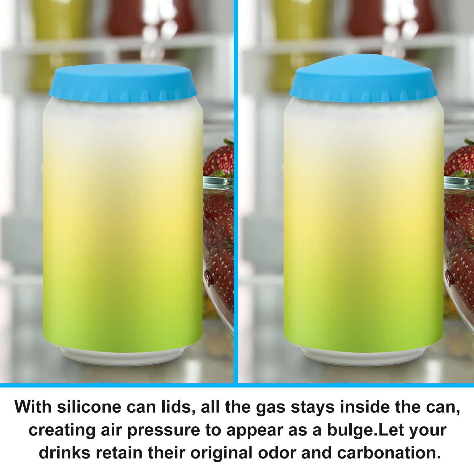 6 Pack Silicone Soda Can Cover Lids, Reusable Soda Can Lids Beer Can Covers Pop Can Covers, BPA Free Silicone Can Cover, Stopper and Protector for Soda, Beer, Beverage, Juice, Coke, Fits Standard Cans