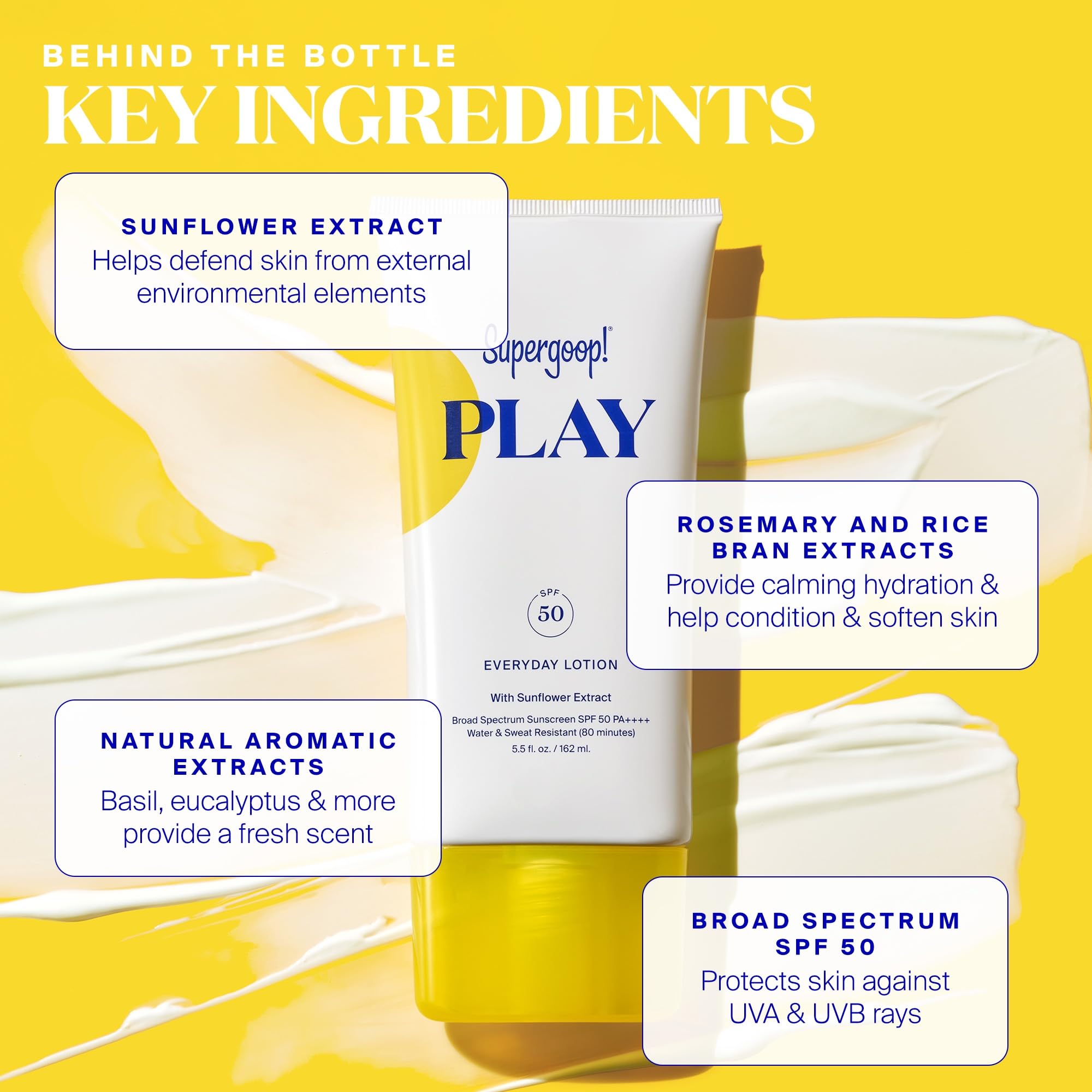 Supergoop! PLAY Everyday Lotion SPF 50 - Broad Spectrum Body & Face Sunscreen for Sensitive Skin - Great for Active Days - Fast Absorbing, Water & Sweat Resistant - 5.5 fl oz