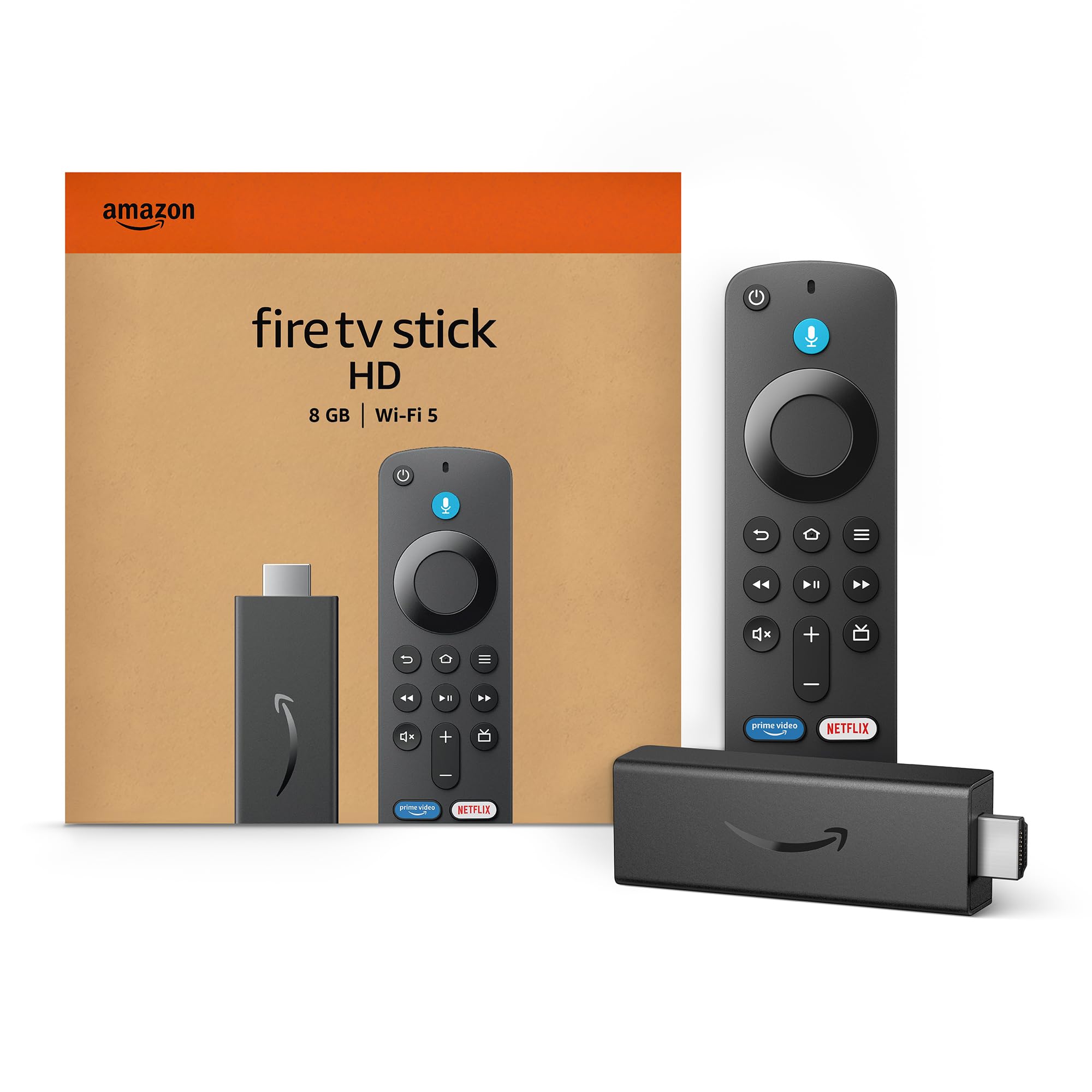 Fire TV Stick HD (newest model), free and live TV, Alexa Voice Remote, smart home controls, HD streaming
