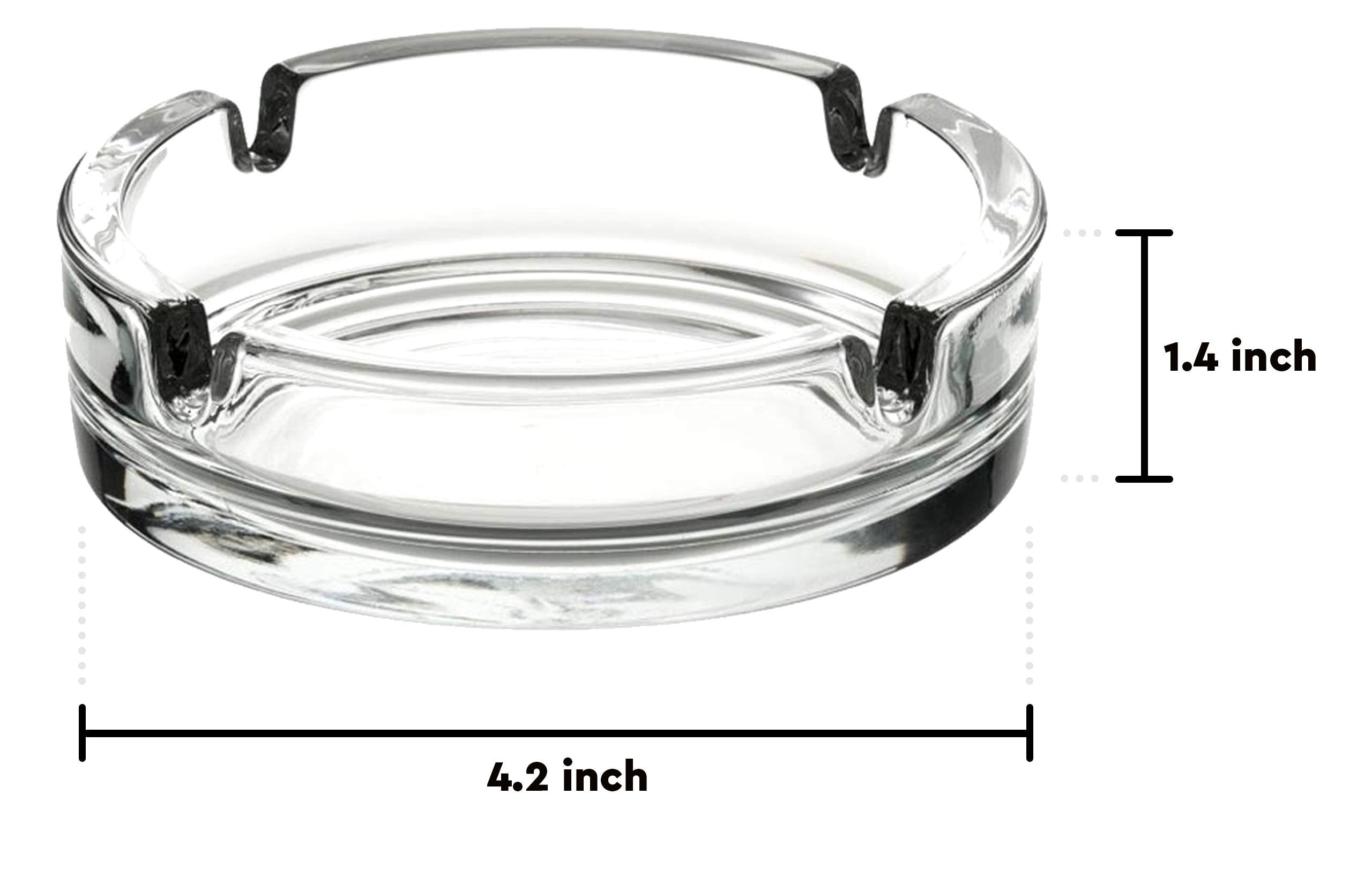 Fargus Glass Ashtrays for Cigarettes, Portable Decorative Modern Ashtray for Home Office Indoor Outdoor Patio Use, Fancy Cute Cool Ash Tray, Pack of 2 (Clear)