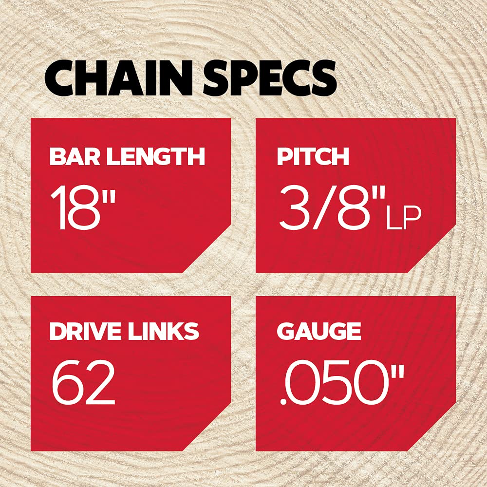 Oregon S62T AdvanceCut Chainsaw Chains 2-Pack, for 18-Inch Bar, 62 Drive Links, 2x Replacement Chainsaw Blades, .050 Inch Gauge, 3/8 Inch Pitch, Fits Craftsman, Atlas, Homelite, Ryobi, Ego & More