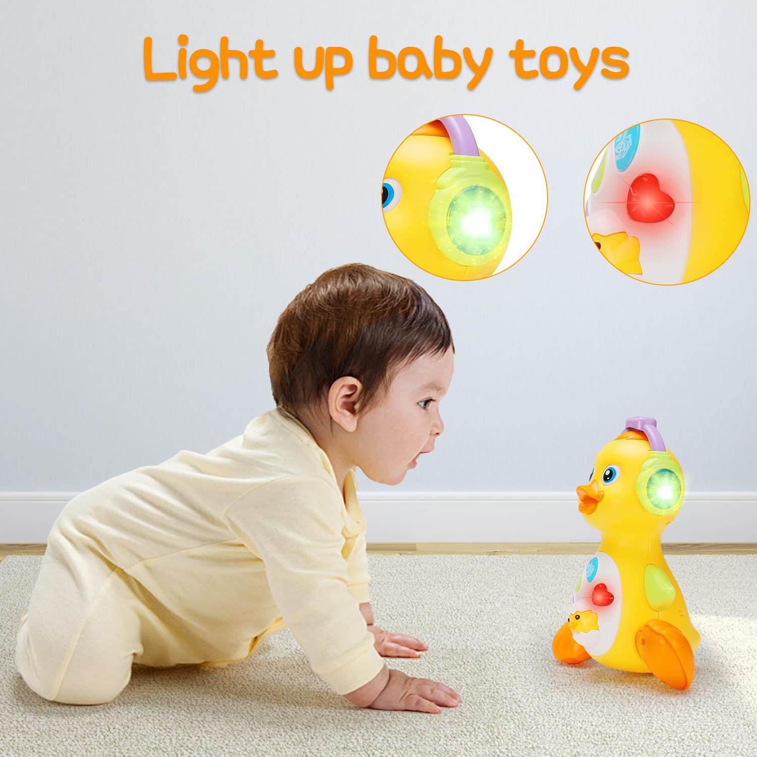 Baby Musical Duck Toy Dancing Crawling Tummy Time, Light Up Infant Toys 0-3-6 6-12 12-18 Months Gifts for 1 2 Year Old Boys Girls Baby Learning Development Toddler Toys Age 0-2
