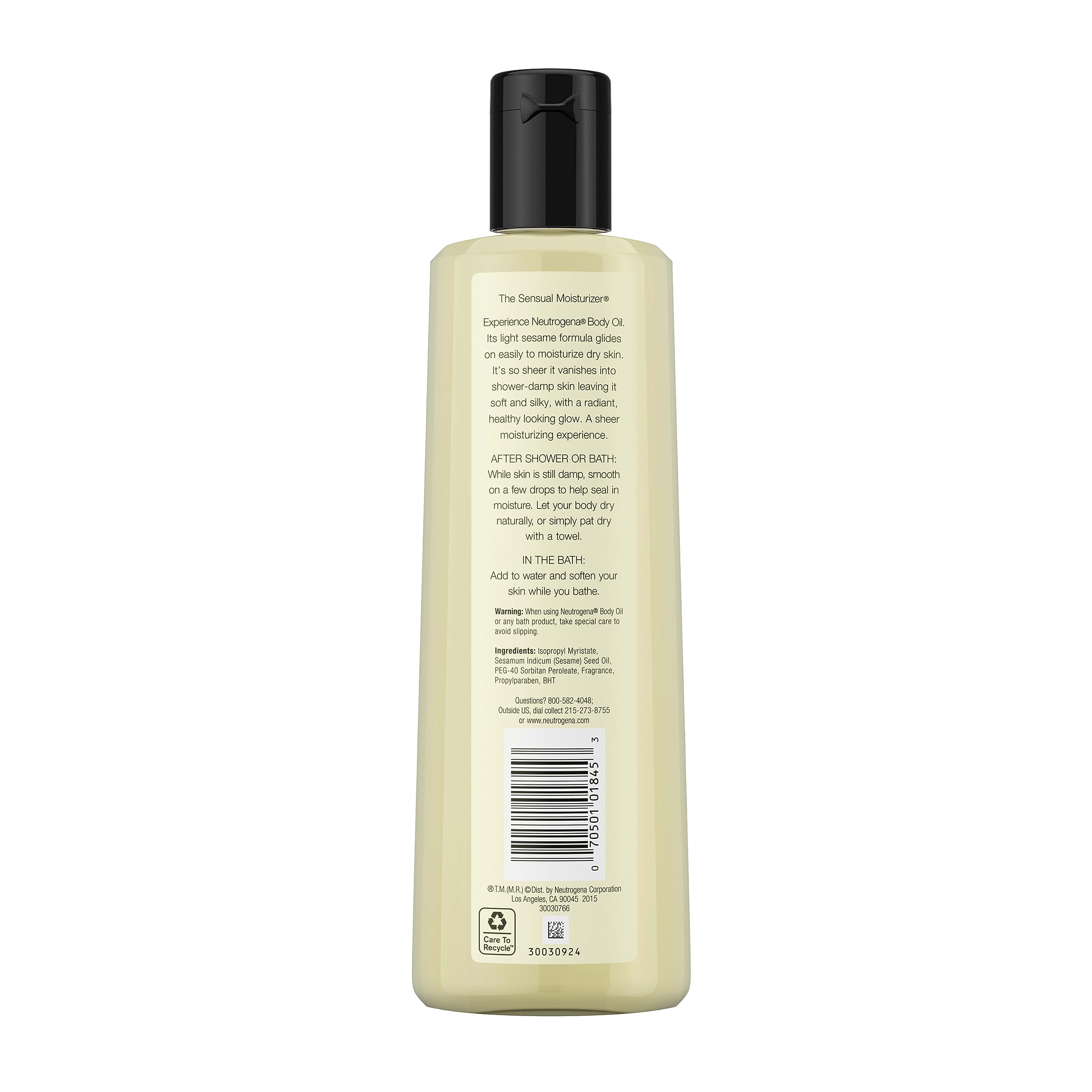 Neutrogena Body Oil Light Sesame Formula, 16 fl oz, Radiant Glow Moisturizer for Dry Skin, Bath & Shower Oil For Smooth and Hydrated Skin