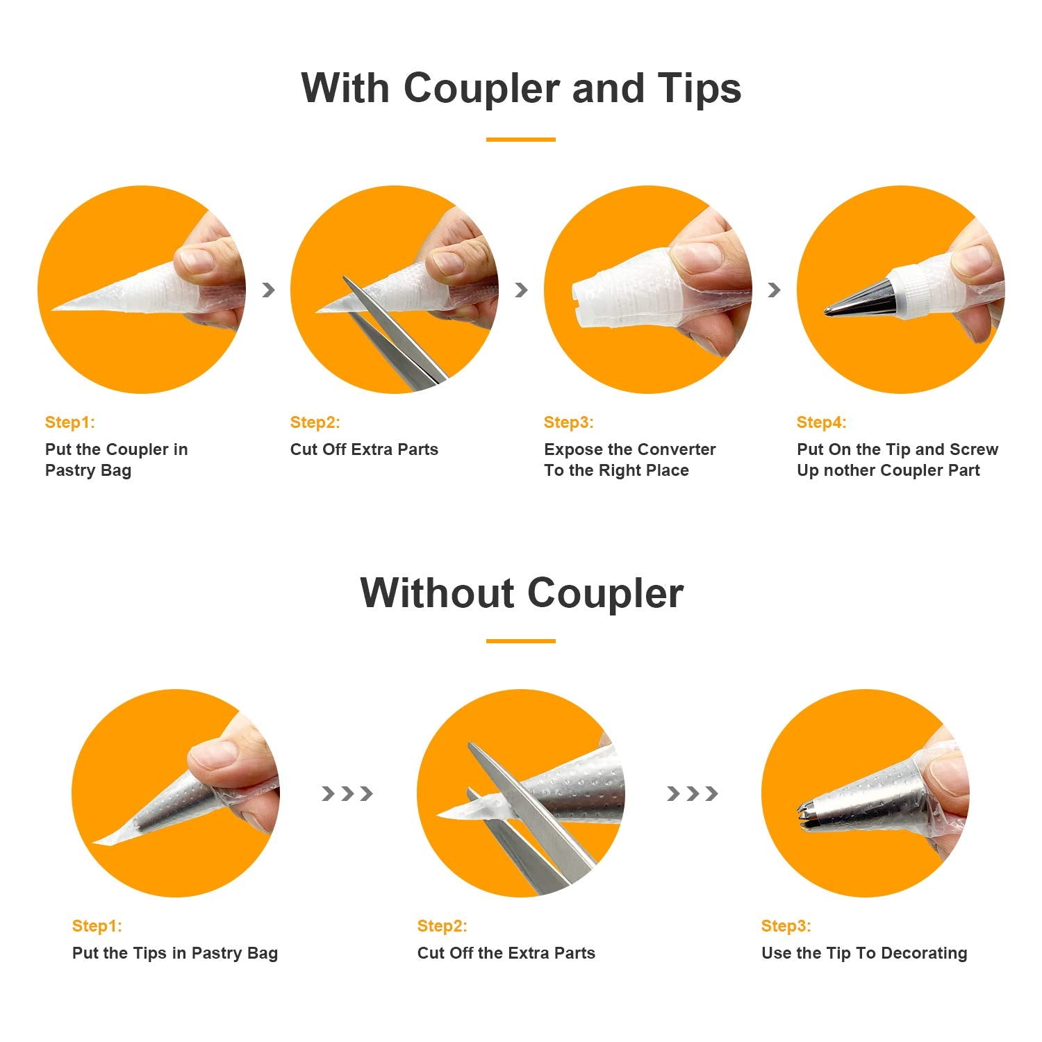 Tamodan Piping Bags 100PCS & 16 Inches Tipless Piping Bags, Extra Thick Pastry Bags Disposable, Non-Slip Icing Piping Bags Disposable Design, Cake Decoration.