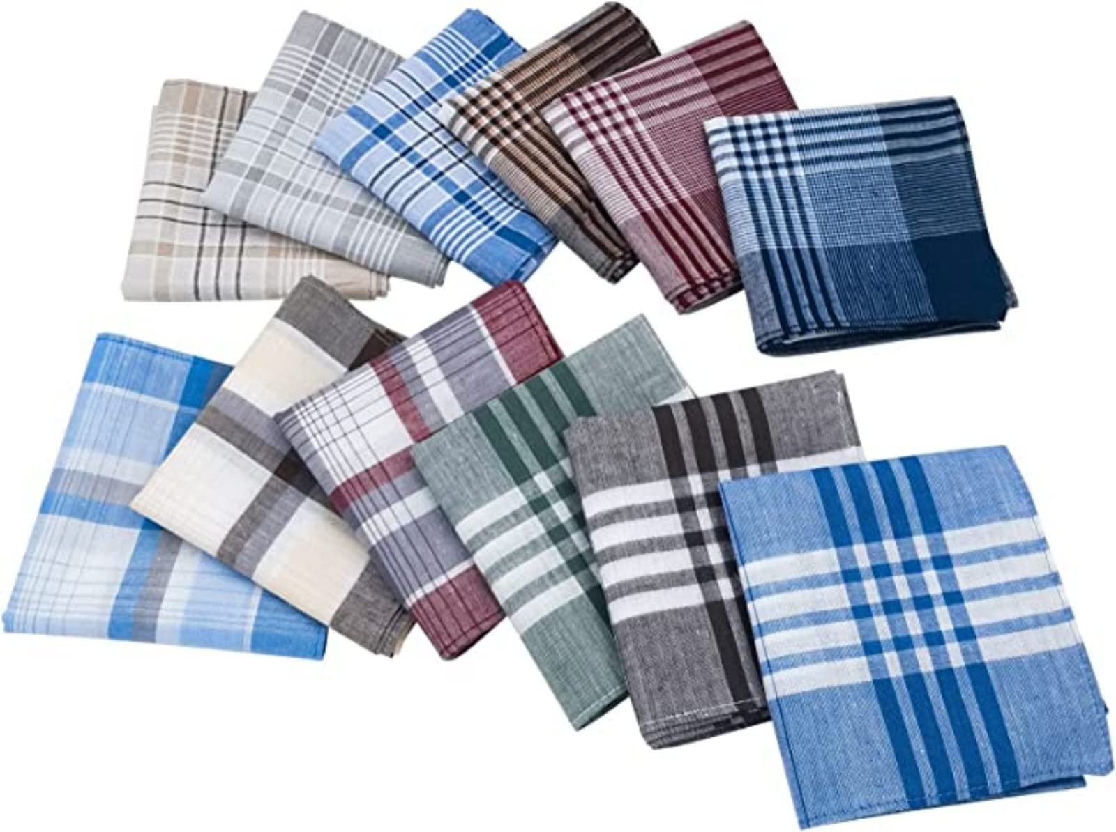 emlstyle Men's Handkerchiefs 100% Cotton Handkerchief with Check