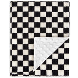 BEILIMU Baby Blanket for Boys Comfy Durable Corduroy Toddler Blanket with Double Layer Dotted Backing Checkerboard Grid Chessboard Gingham Warmer Bed Blankets for Newborn Infants Black, 30x40 Inches