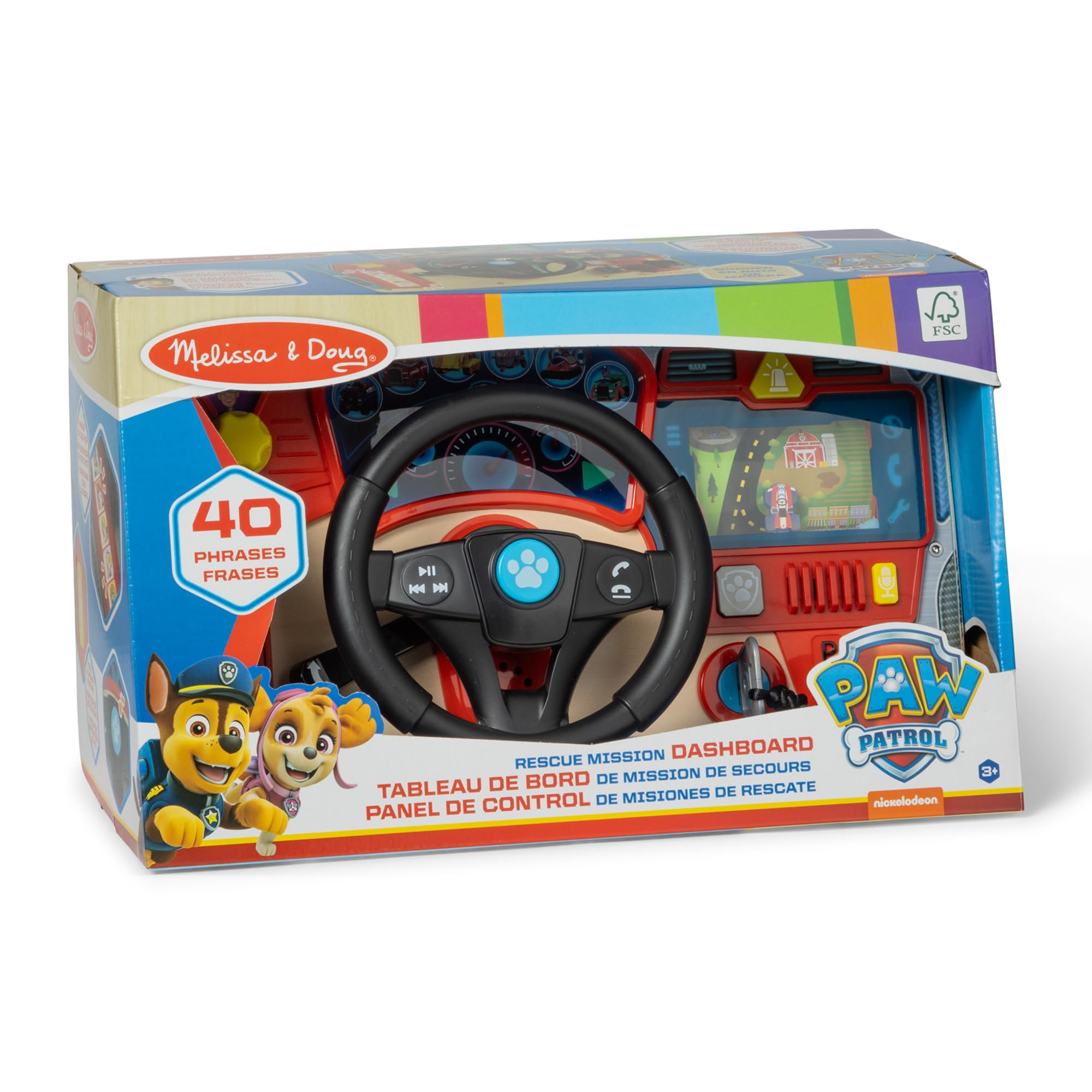 Melissa & Doug PAW Patrol Rescue Mission Wooden Dashboard - Kids Activity Board, Toddler Sensory Toys, Pretend Play Driving Toy, Paw Patrol Toys for Kids Ages 3+