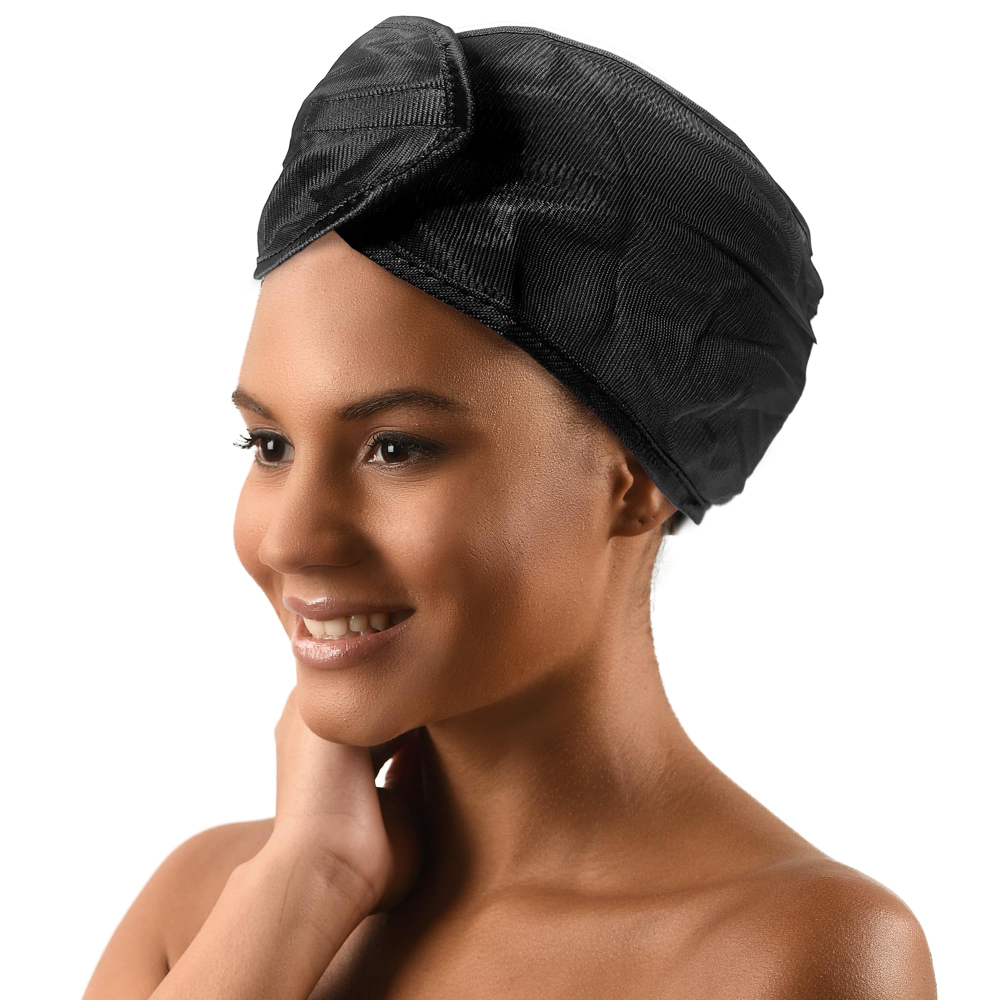 DONNA Silky Satin Hair Wrap, Luxurious Head Wraps for Black Women, Premium Silk Hair Wrap for Nighttime Protection and Style Black Satin Headband, 1pc