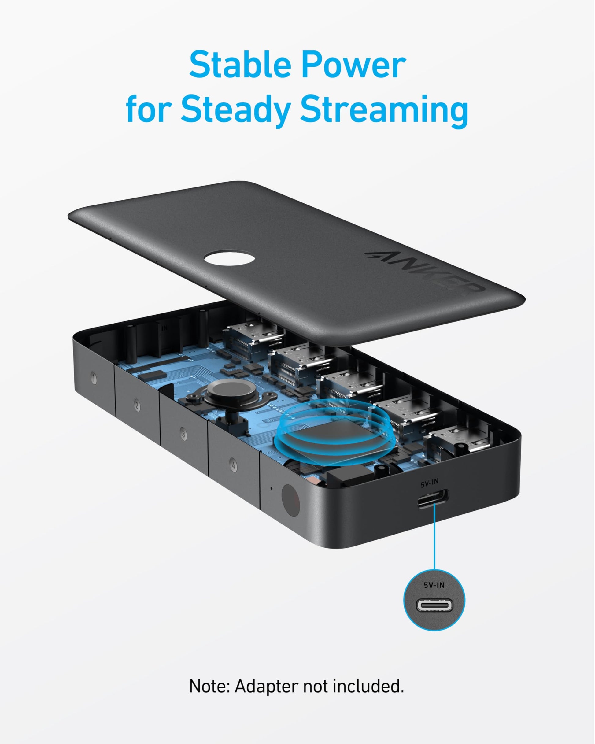 Anker HDMI Switch, 4K@60Hz HDMI Switcher, 4 in 1 Out with Smooth Finish, Supports HDR, 3D, Dolby, DTS, Compatible with Laptops, PC, Xbox, Projector (Charger and Remote Control Batteries Not Included)