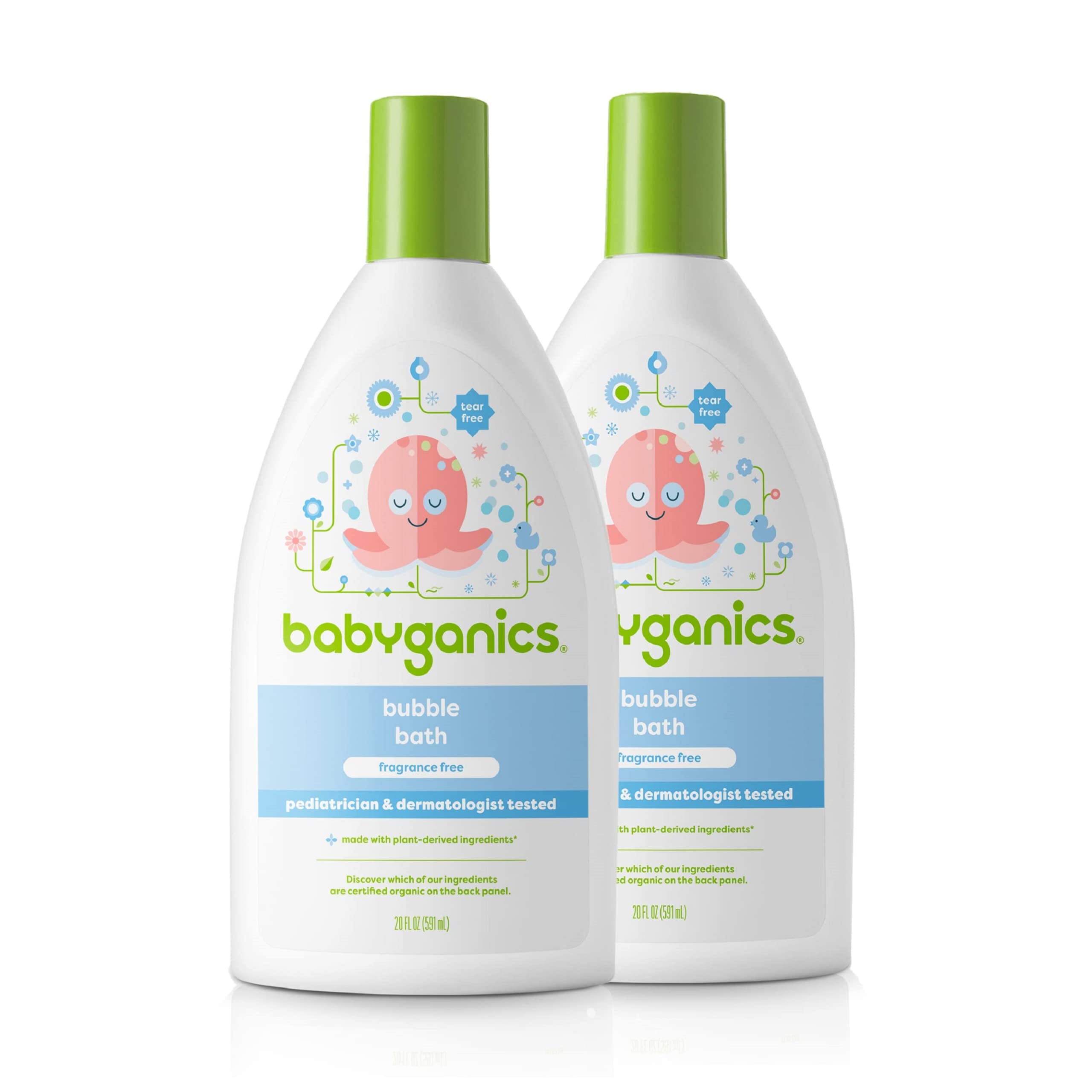 Babyganics Blasenbad, hypoallergen, sanfte Reinigung, ohne Duftstoffe, 591 ml (2er-Pack), Verpackung kann abweichen
