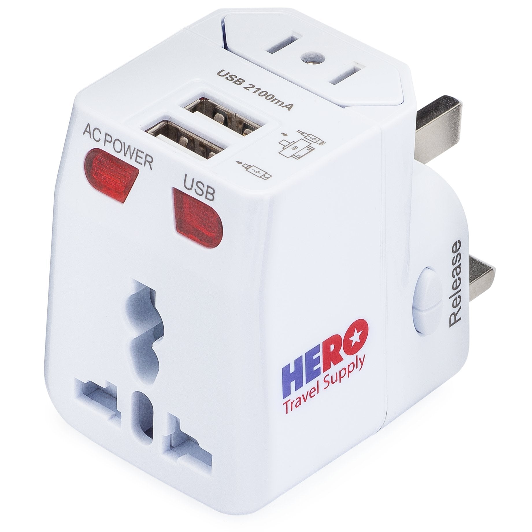 Hero Universal Travel Adapter (2 USB Ports) ÃƒÂ¢Ã‚Â€Ã‚Â“ Power Plug for US Europe France UK Ireland Thailand NZ Australia 100+ Countries