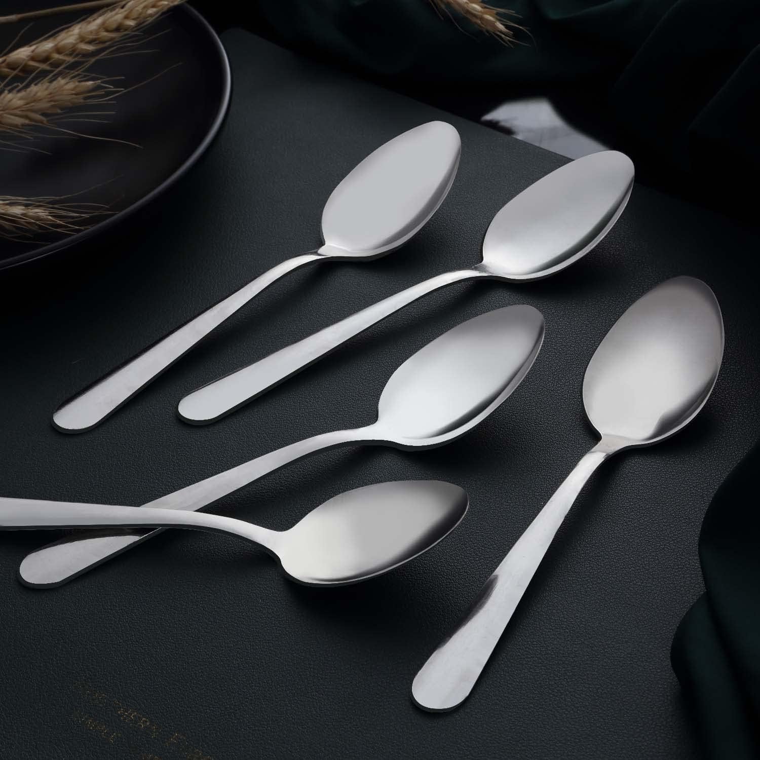 24-Piece Dinner Spoons Set (6.7 inch), Unokit Stainless Steel Spoons silverware, Dessert Spoon, Tablespoon, Silverware Spoons Only for Home, Kitchen or Restaurant - Mirror Polished, Dishwasher Safe