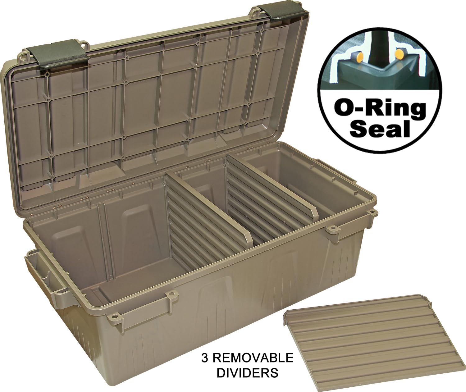 MTM ACDC30, Divided Ammo Crate Utility Box, Water- Resistant, Stackable, Snap Latch, USA Made, Dark Earth