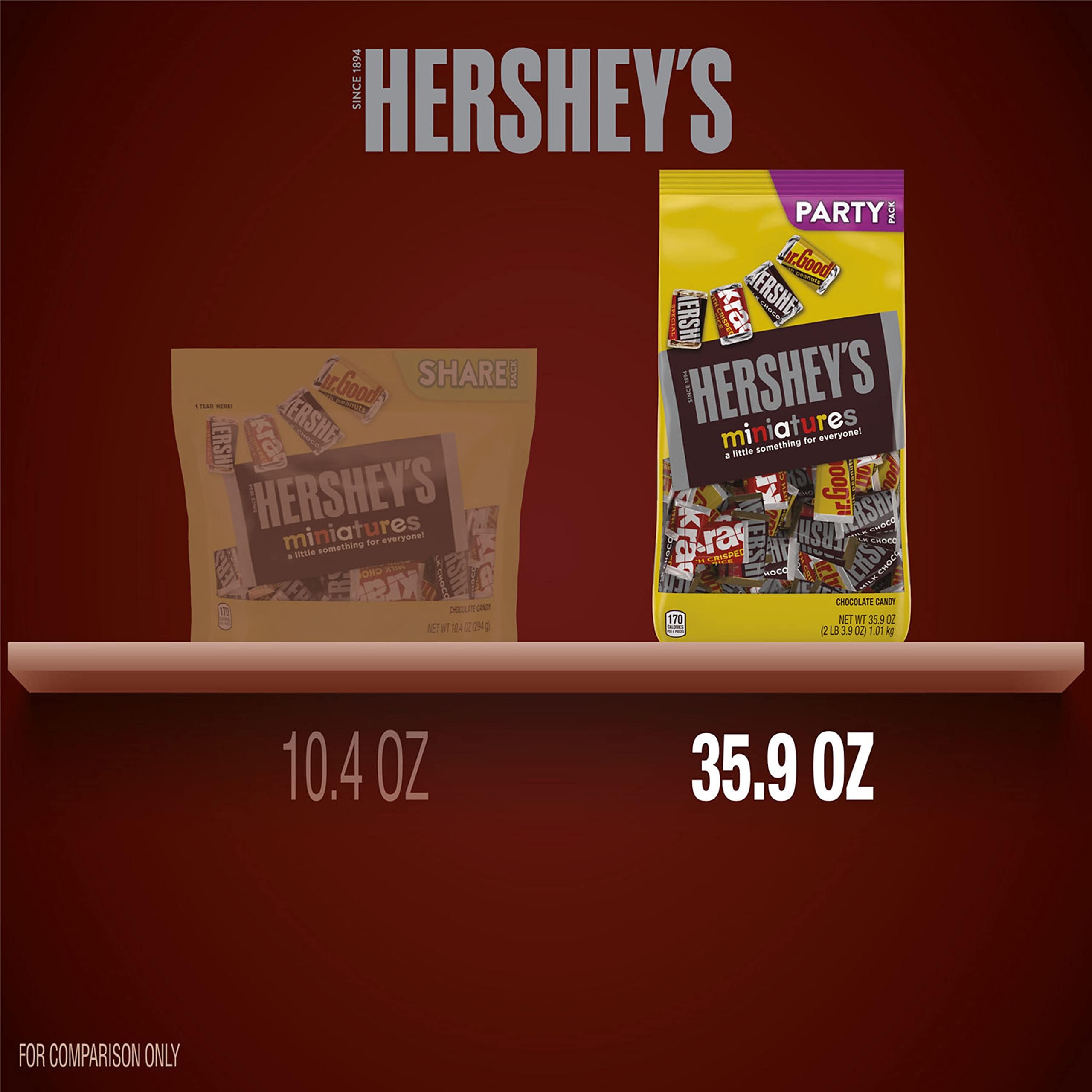 HERSHEY'S Miniatures Assorted Chocolate Candy Party Pack, Halloween Candy, 35.9 oz