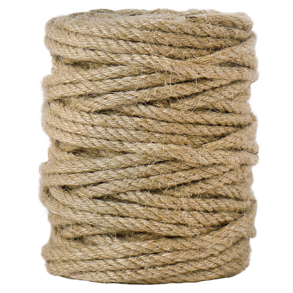 Tenn Well 5mm Jute Rope, 100 Feet 4Ply Twisted Heavy Duty and Thick Twine Rope for Gardening, Crafting, Packing, Bundling and Home Decor