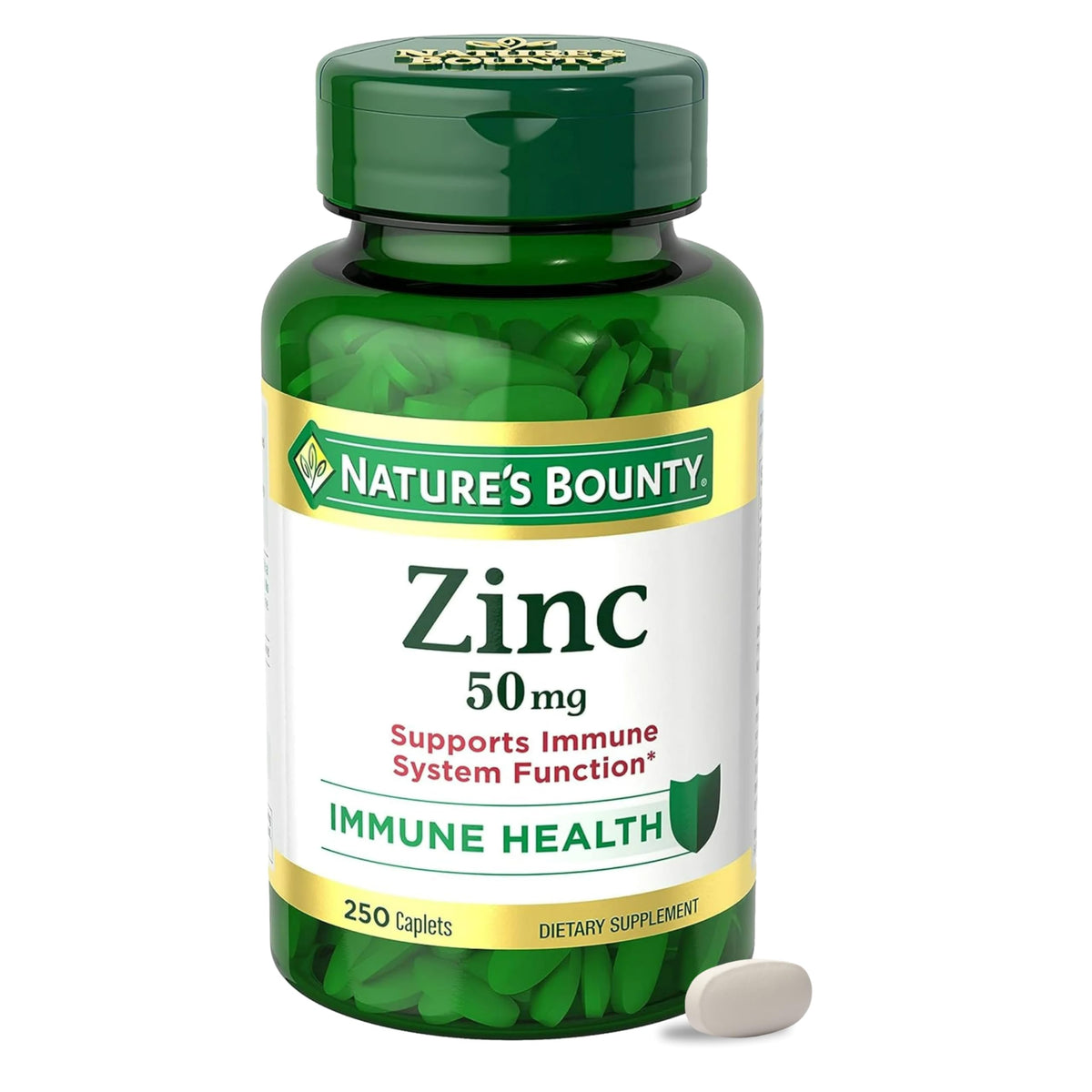 Nature's Bounty الزنك 50 ملجم، مكمل لدعم المناعة ومضاد للأكسدة، يعزز صحة البشرة، كبسولة واحدة يوميًا، خالٍ من الجلوتين، 250 كبسولة نباتية