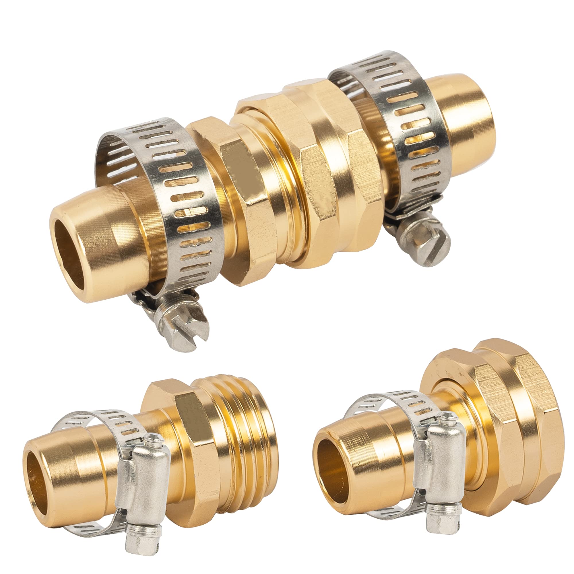 Hourleey Garden Hose Repair Connector with Clamps, Fit for 3/4" or 5/8" Garden Hose Fitting, 4 Set
