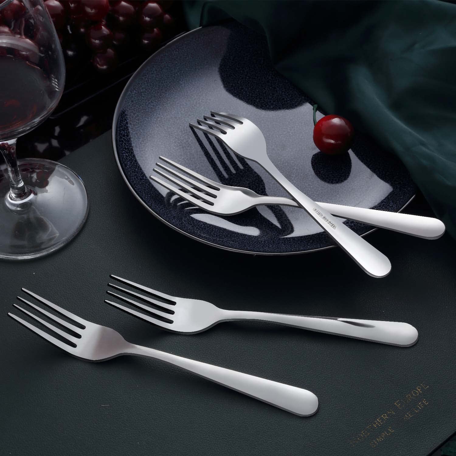 24 Pieces Dinner Forks Set (7.1 inch), Unokit Silver Stainless Steel Dinner Forks Set of 24, Forks Silverware, Flatware Forks for Home, Kitchen or Restaurant - Mirror Polished, Dishwasher Safe