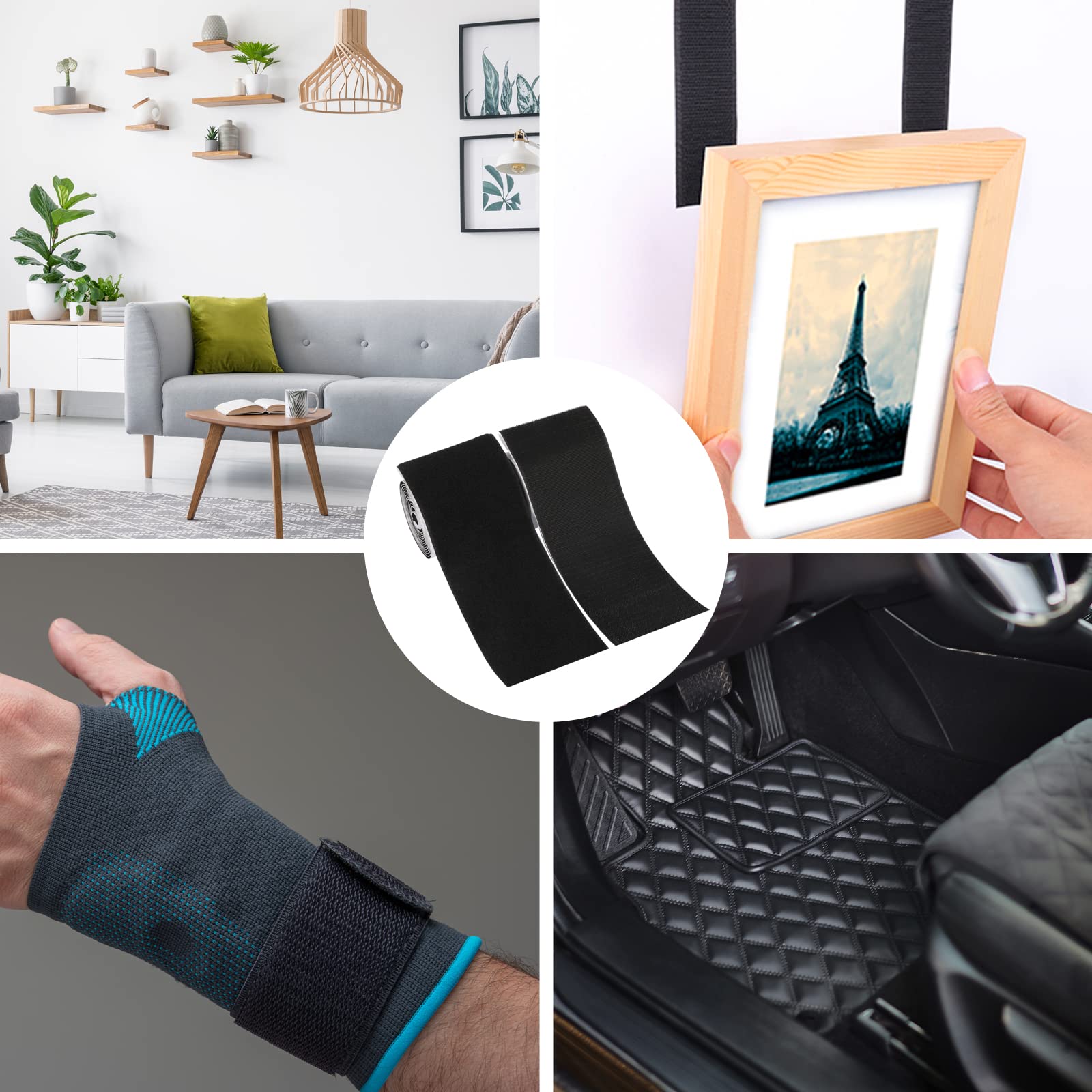 COCOBOO 4 Inch x 9 Feet Hook and Loop Tape for Couch Cushions, Strips with Adhesive, Nylon Self Adhesive Heavy Duty Strips for Home Office School Car and Crafting Organization