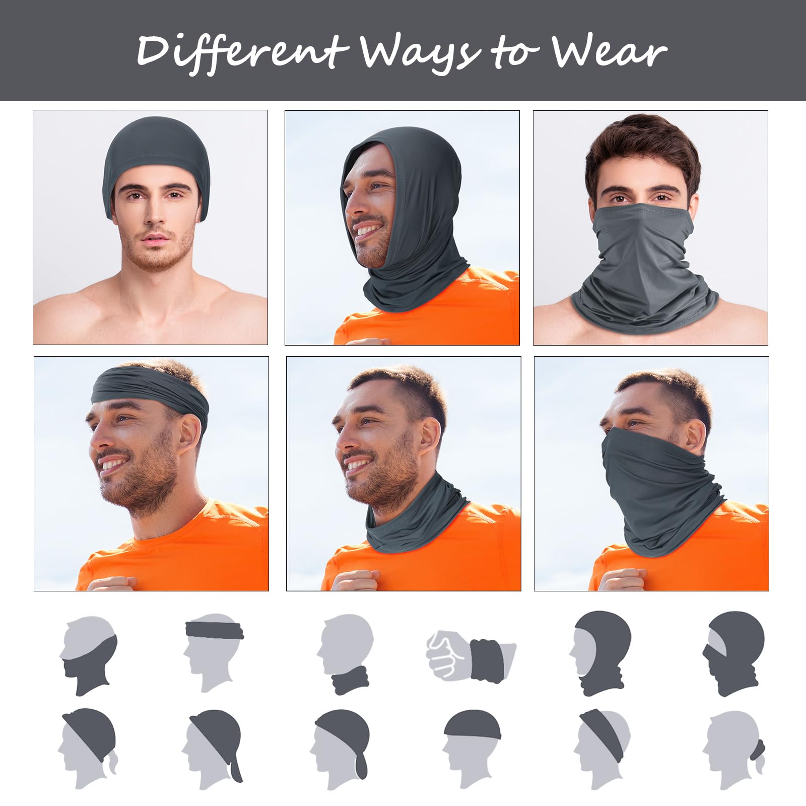 Geyoga 6 Pieces Summer UV Protection Cooling Neck Gaiter Face Clothing Neck Gaiter Mask Scarf Sunscreen Breathable Bandana(Classic Color)
