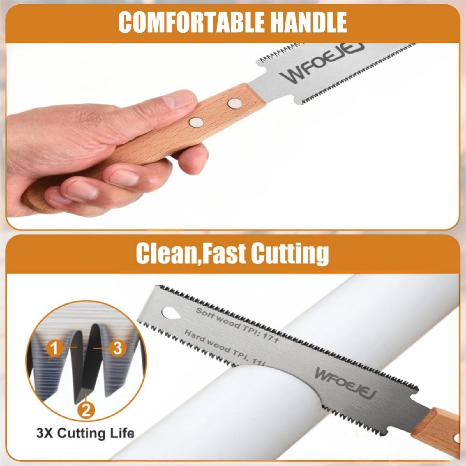 6 Inch Japanese Pull Saw，Hand Saw Woodworking Tools，Wood Handle, Sharp & Lightweight for Woodworking