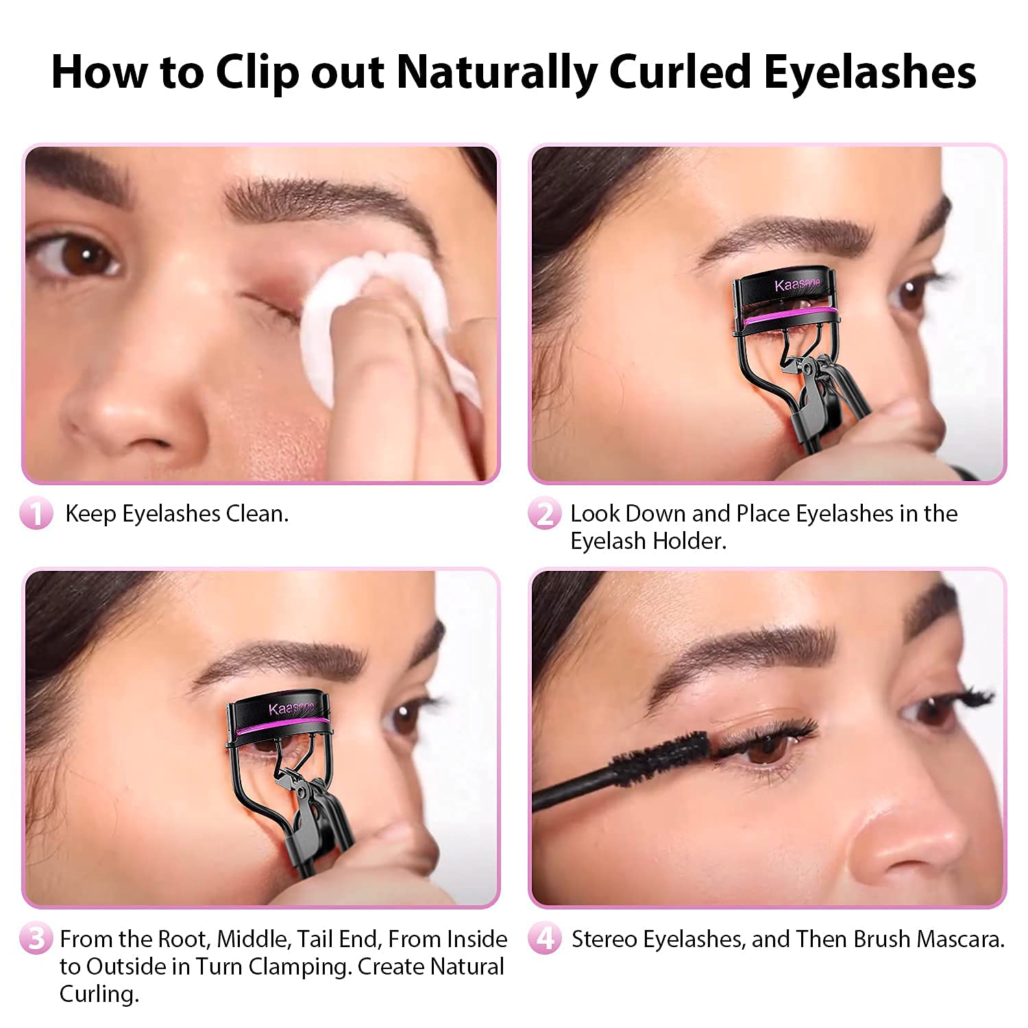 Kaasage Eyelash Curler with Pads, Lash Curler with 5 Extra Silicone Replacement Pads, Achieve Perfect Curls in 5 Seconds