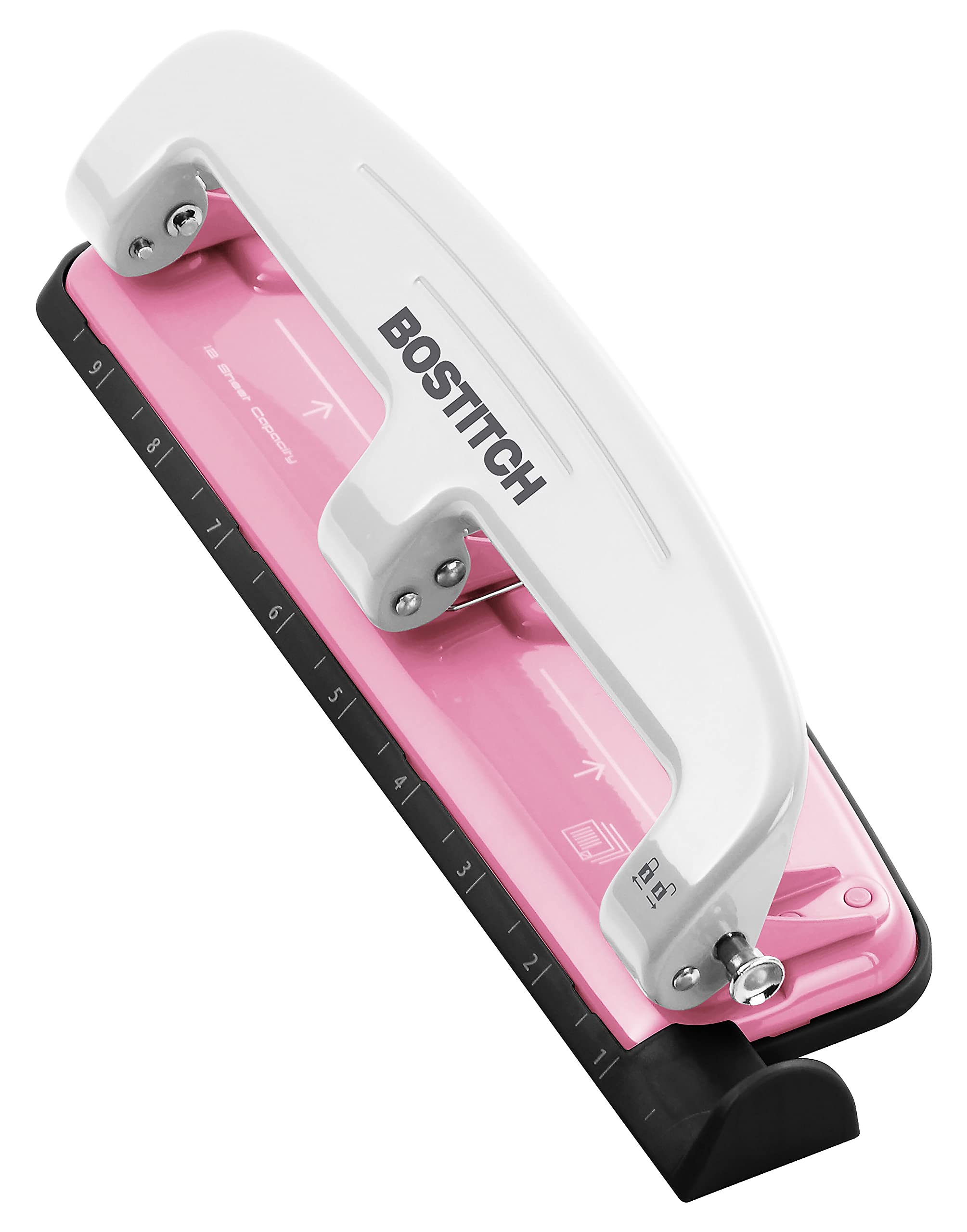 PaperPro inCOURAGE 12 Reduced Effort 3-Hole Punch, 12 Sheets, Pink (2188)