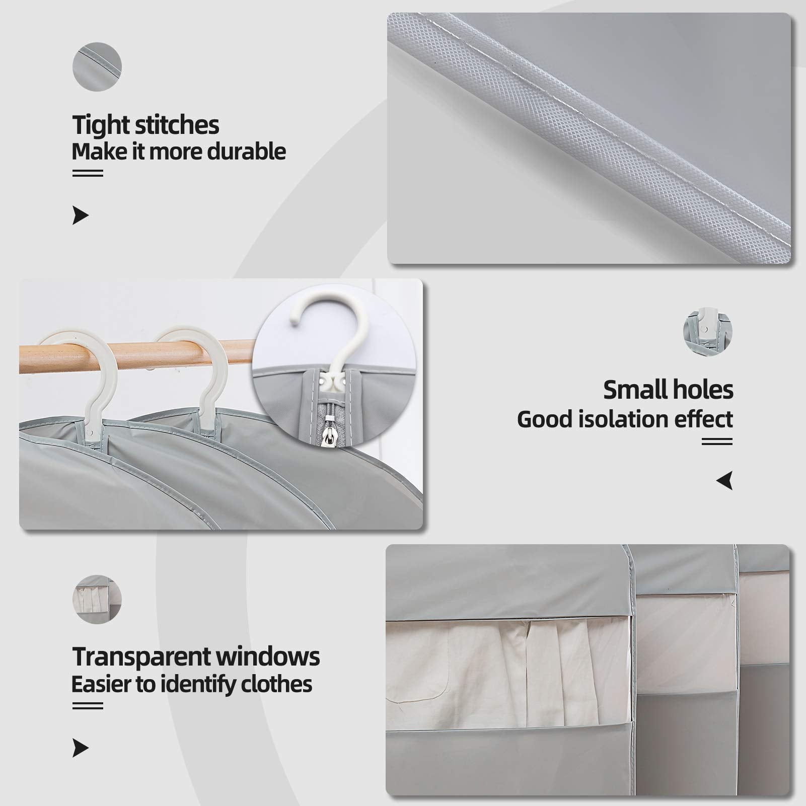 Dress Bags for Gowns Long, 65'' Long Dress Clear Garment Bag(Set of 2, 23.3'' X 65'')
