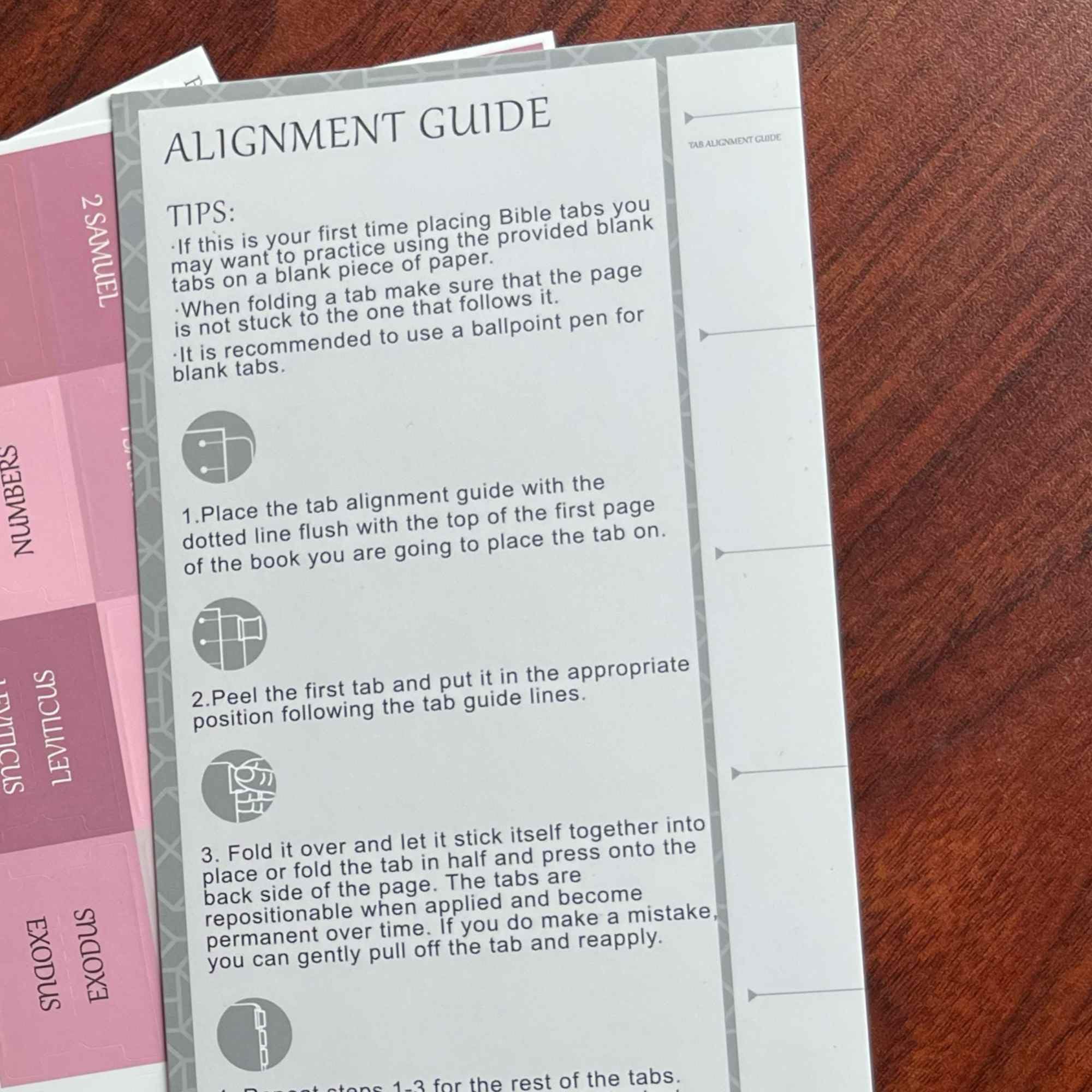Laminated Bible Tabs, Reposition Large Print Stickers, Easy to Read and Apply Bible Tabs for Women and Man (White Pink)