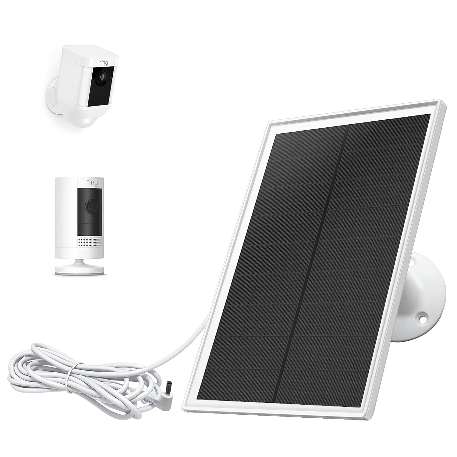Solar Panel Charger for Ring Camera, Compatible with Ring Stick Up Cam Battery, Ring Spotlight Cam Battery, Not for Spotlight Plus/Pro, Waterproof, 6W Fast Charging, DC3.5mm Plug (White)