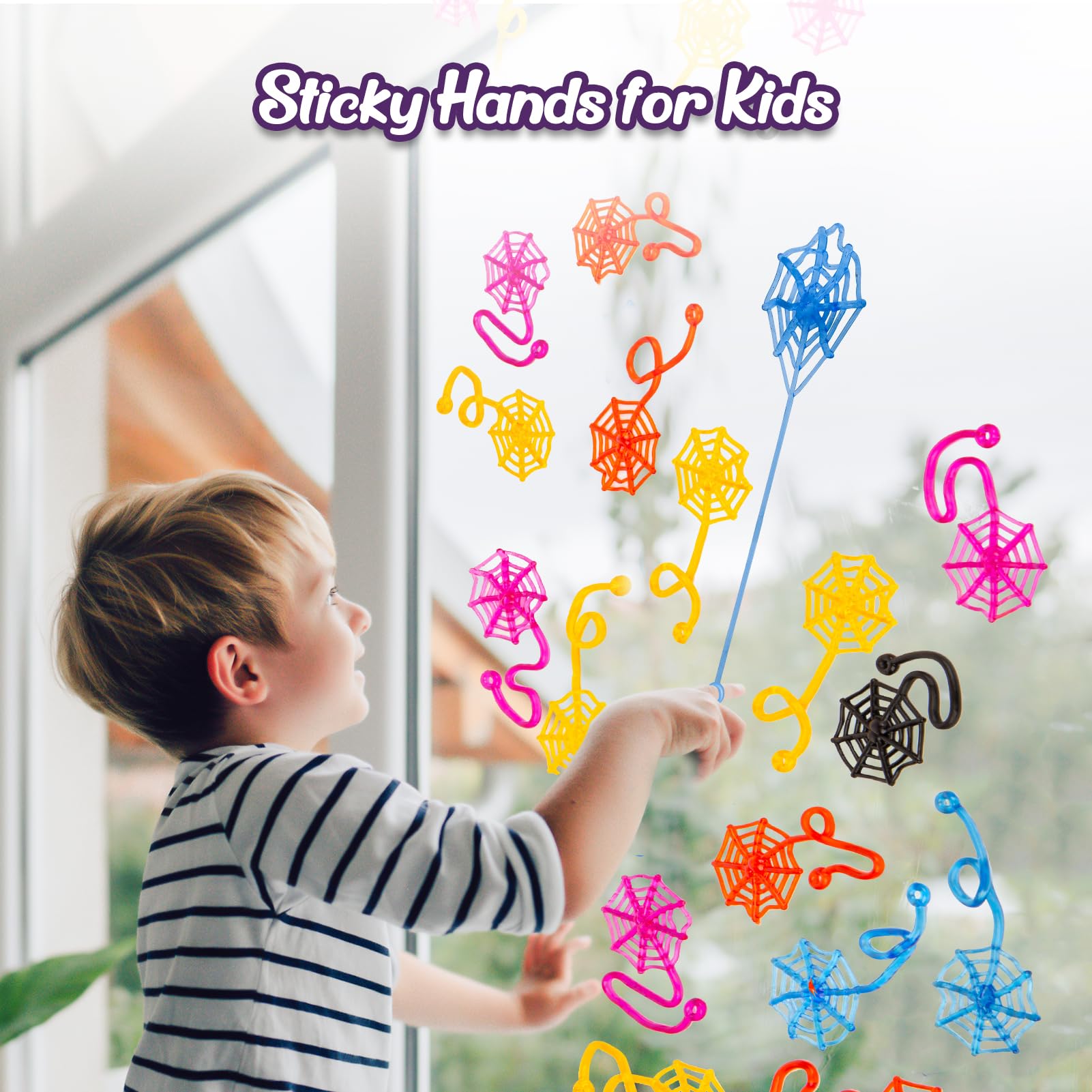 30 Pcs Sticky Spider Web Sticky Hands for Kids Bulk Halloween Party Favors Decorationsr,Spider Webs for Classroom Prizes,Kids' Halloween Goodie Bags Stuffers Pinata Stuffers Small Toys for Boys Girl