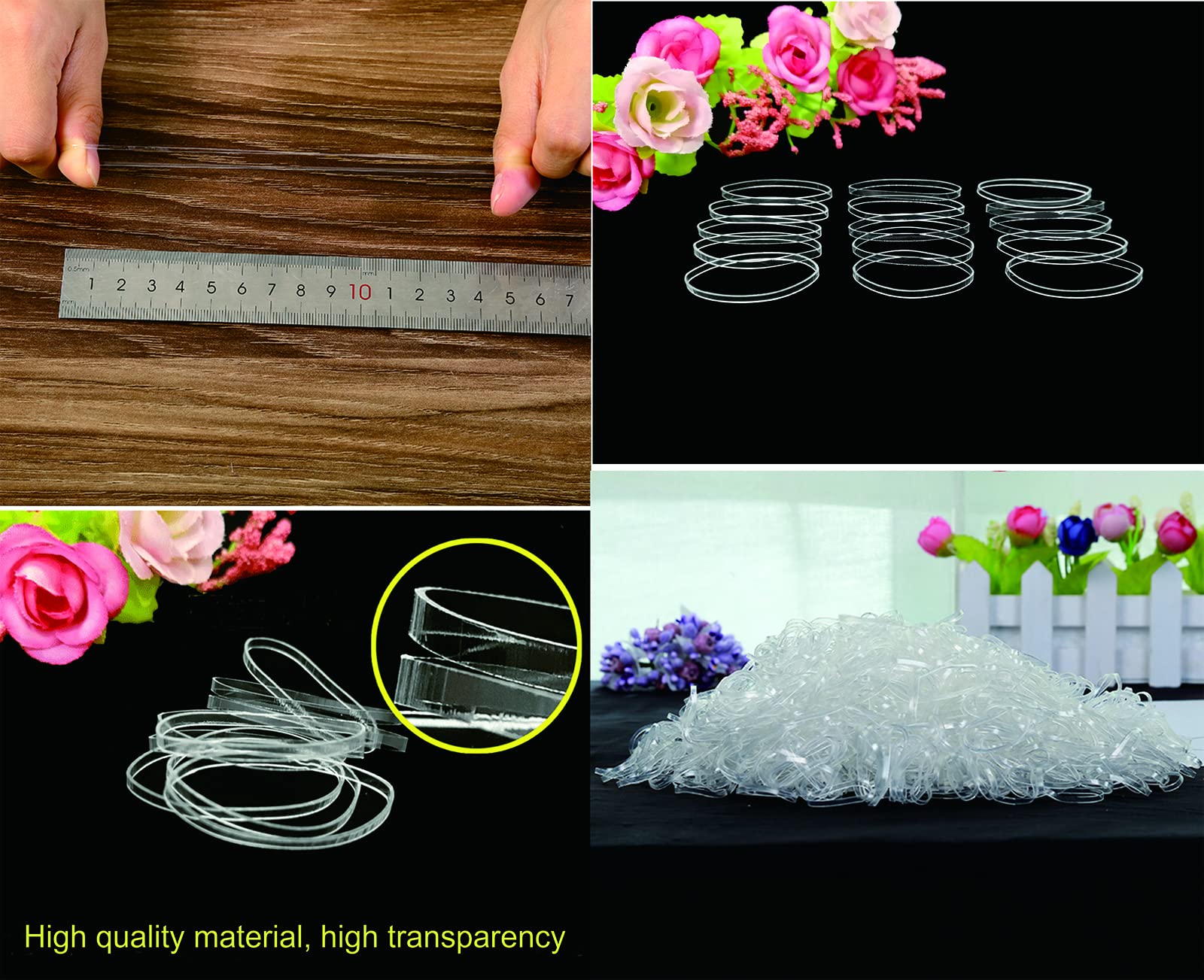2000 PCS Clear Elastic Mini Ponytail Rubbers Ties, Soft Non-Slip Small Hair Accessories for Girls, with 2 PCS Topsy Tail Tools