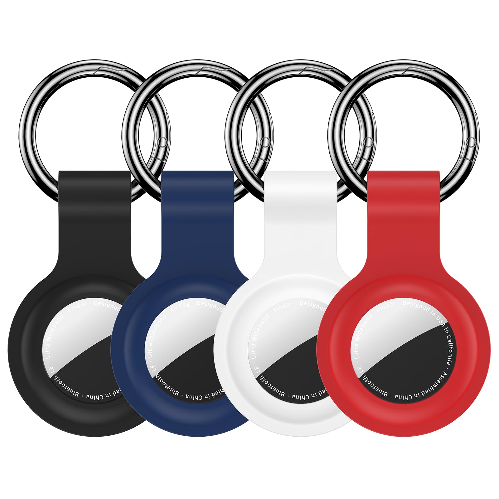 Kompatibel mit AirTag Halterung Schlüsselanhänger 4er-Pack, Silikon Schlüsselanhänger Hüllen Abdeckungen Tags GPS Tracker Gegenstands-Tag Finder Zubehör für Kinder, Taschen, Gepäck