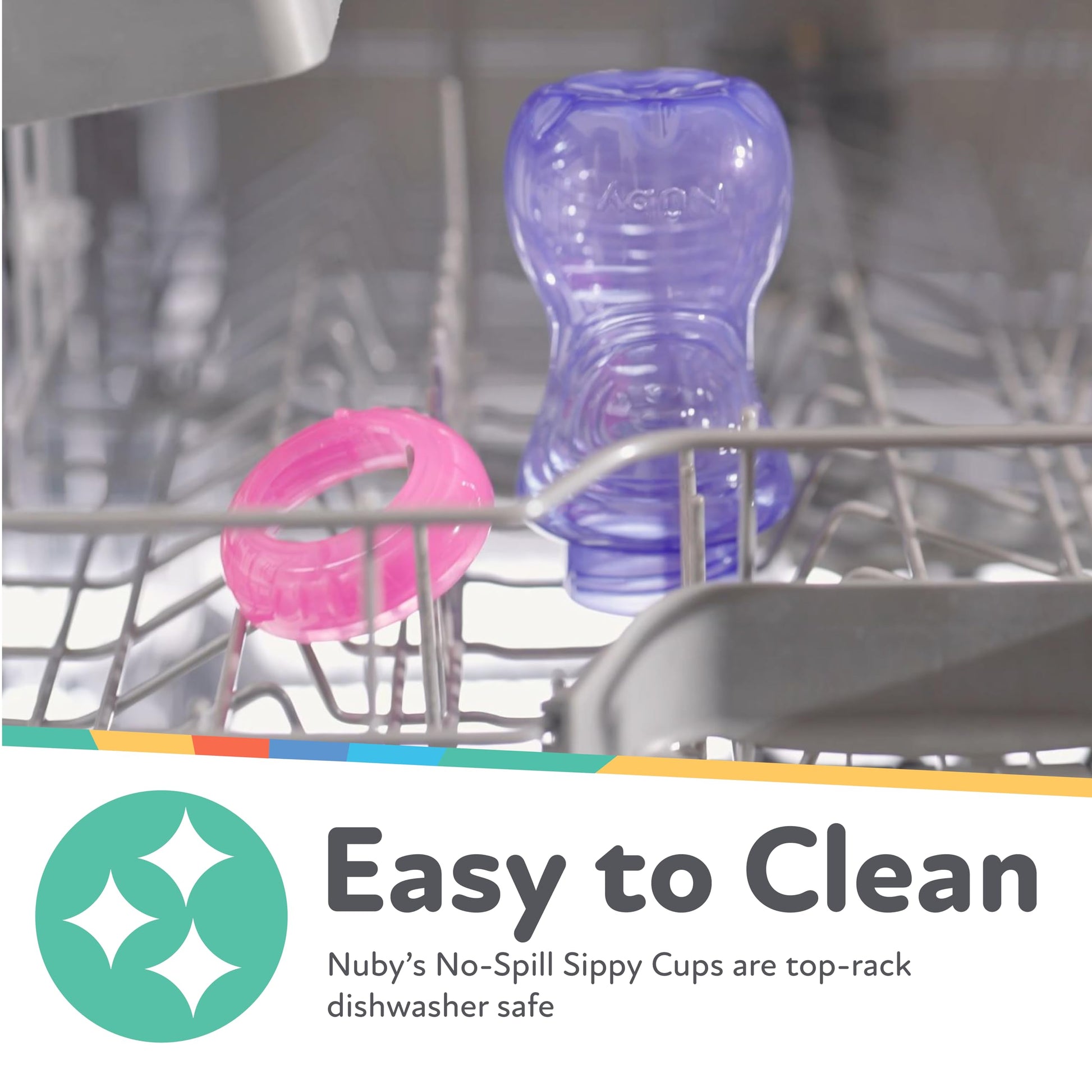 Nuby No-Spill Soft Straw Easy Grip Sippy Cup for Girls - (3-Pack) 10 Oz - 12+ Months