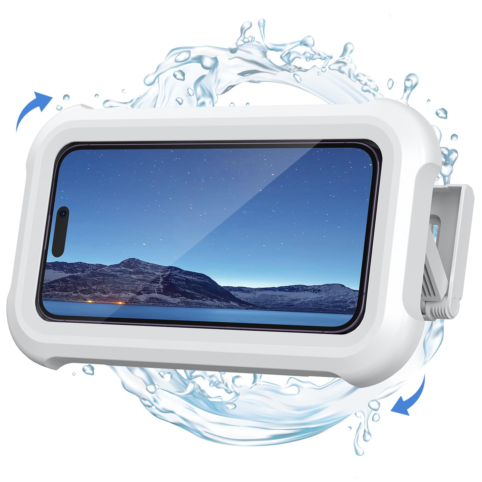 Lamicall Shower Phone Holder Waterproof - 480° Rotatable Retractable Adjustable Shower iPhone Case Holder, Bathroom Wall Phone Mount Stand Water Proof Anti Fog Case, Accessories for 4-7" Cellphones