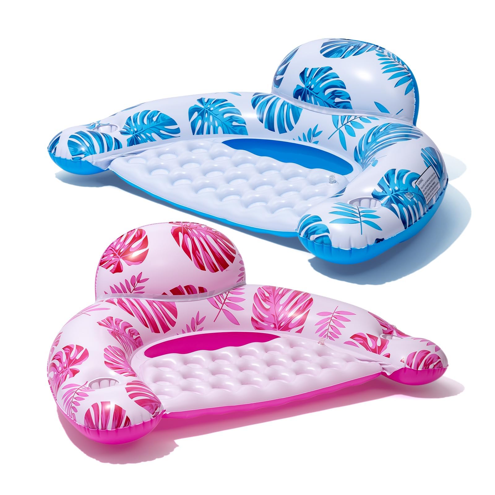 [2025 New Upgraded] Pool Floats for Adult -Floating Lounge Chairs,Inflatable Pool Floats with Cup Holders 2 Repair Patch Suit for Swimming Pools, Beach, Pool Toys,Backyard Party,Lakes（2 Packs