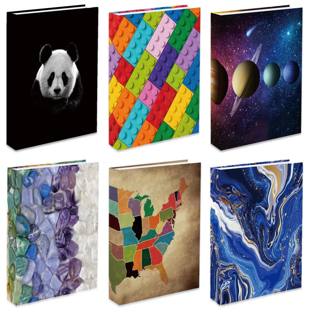 6er-Pack dehnbare Bucheinbände, Jumbo-Buchhüllen für gebundene Bücher und Lehrbücher bis zu 22,86 x 27,94 cm, wiederverwendbare, waschbare und schützende Lehrbuchhüllen für Schulkinder, Jungen und Mädchen