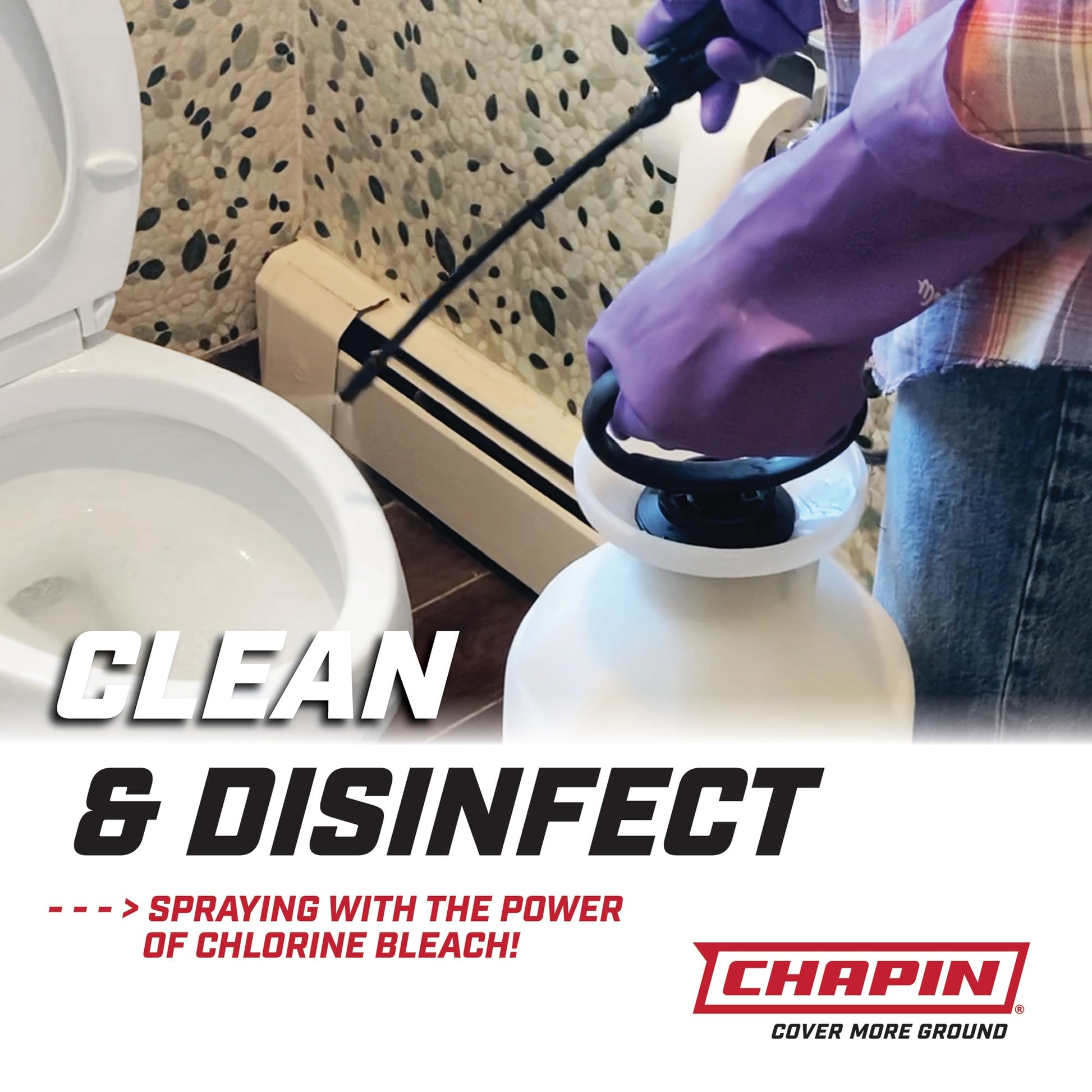 Chapin 20075 Disinfectant Bleach Sprayer, 1 Gallon, Made in The USA, Adjustable Cone Nozzle, Compatible with Bleach Solutions and Fungicides, Translucent White