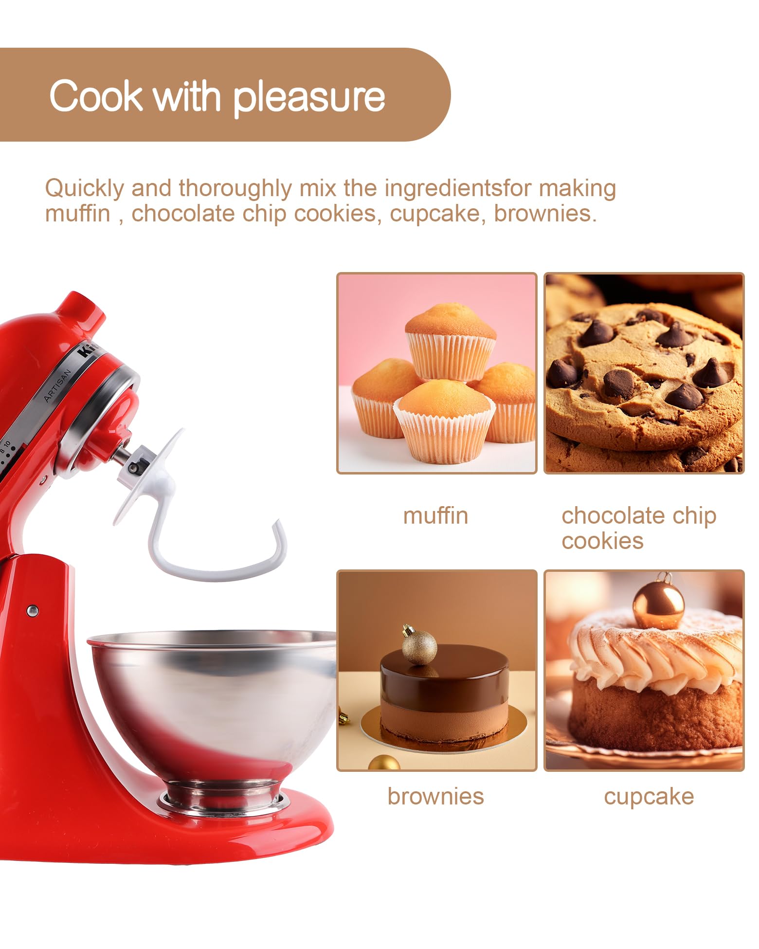 MEET JUICE C-shaped K45DH Coated Dough Hook, Attachment for KitchenAid 4.5-5.0 Quart Bowel, Compatible with KitchenAid K45 K45SS KSM90 KSM150 Tilt-Head Stand Mixers