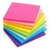 6 Pads Lined Sticky Notes 3x3 Sticky Notes with Lines Self-Stick Note Pads 6 Bright Multi Colors,100 Sheet/Pad