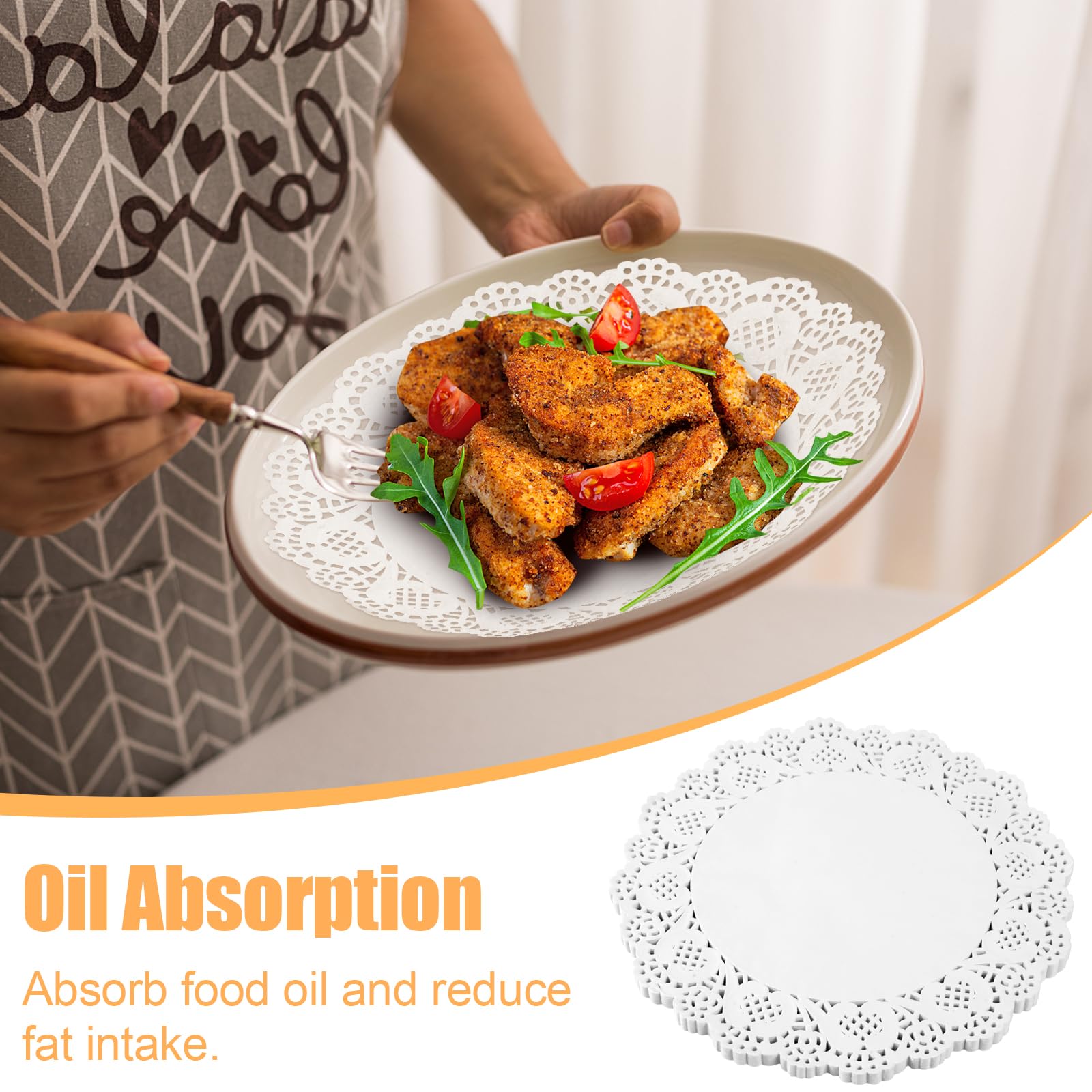 100 Pieces Paper Doilies, 12 Inch Doilies for Food, Disposable Lace Paper Doilies for Tables, Round Paper Placemats Bulk for Cakes Desserts Crafts (White)