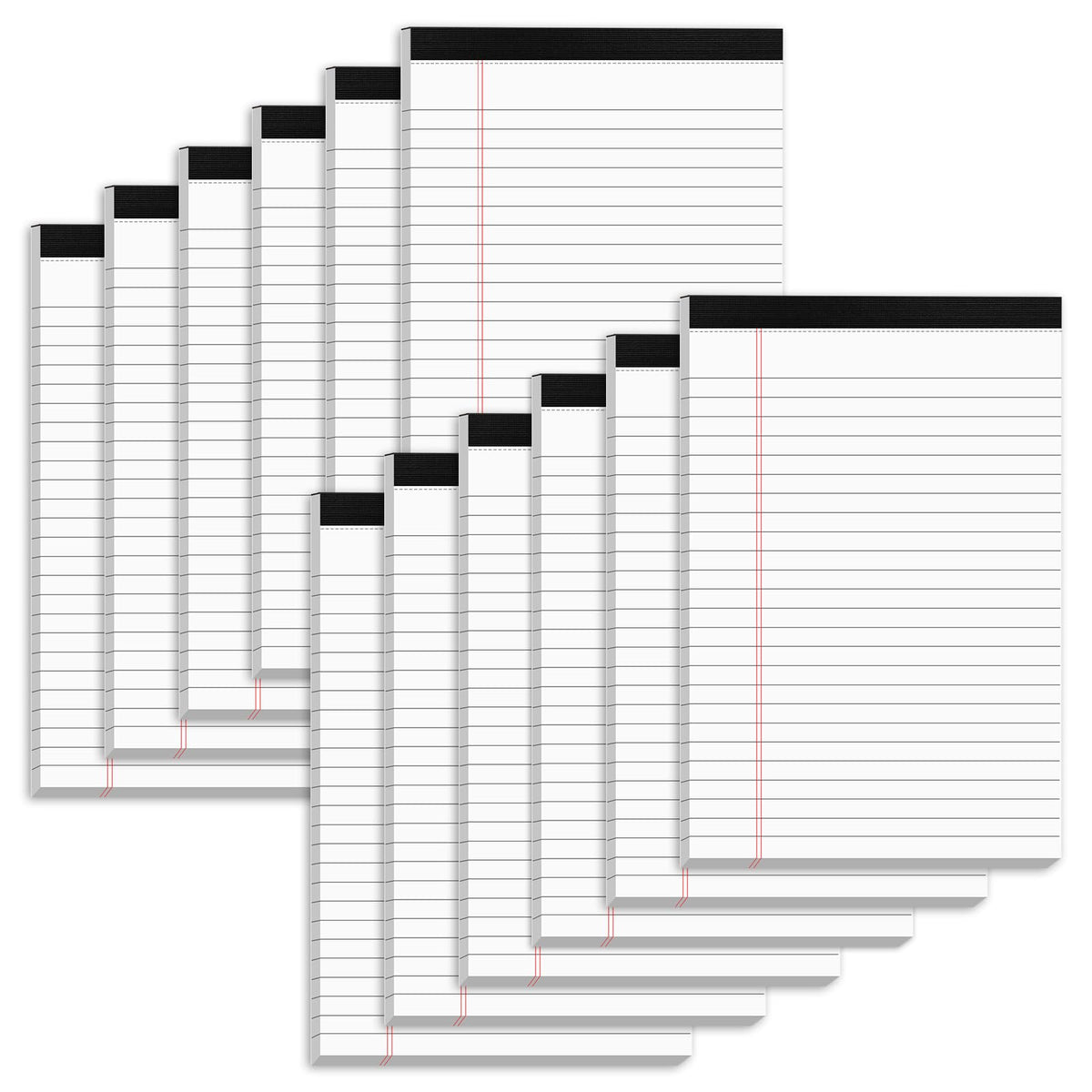 12er-Pack Notizblöcke, liniert, 12,7 cm x 20,3 cm, 30 Blatt, kollegial liniert, kleine Schreibblöcke, perforierte Seiten, 80 g/m² schweres Papier, Notizblöcke für Zuhause, Büro oder Schule