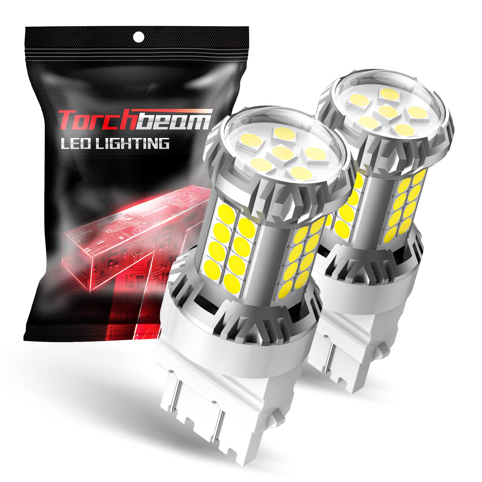 Torchbeam 3157 3156 LED Bulb Tail Brake Lights Red 600% Brighter, 3056 3057 4057 4157 3457 Brake Stop High Mount Stop Tail Taillights for Cars, Non-polarity