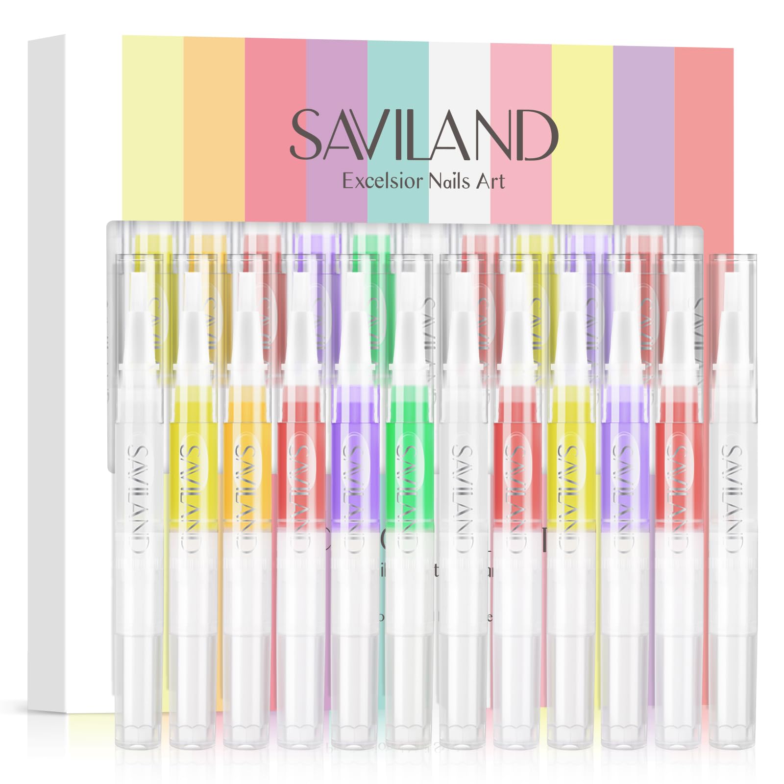 SAVILAND Natural Cuticle Oil Pen: 12PCS Revitalizing Cuticle Oil for Nails with Vitamin E For Repair Cuticles Overnight Cuticle Softener Nail Strengthener Protector for Damaged Skin Thin Nail