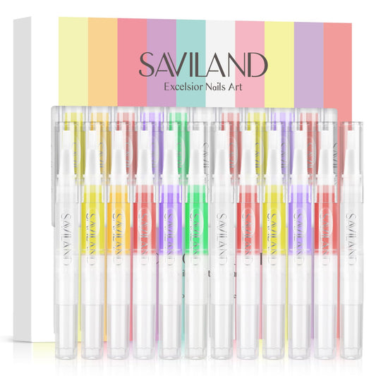 SAVILAND Natural Cuticle Oil Pen: 12PCS Revitalizing Cuticle Oil for Nails with Vitamin E For Repair Cuticles Overnight Cuticle Softener Nail Strengthener Protector for Damaged Skin Thin Nail